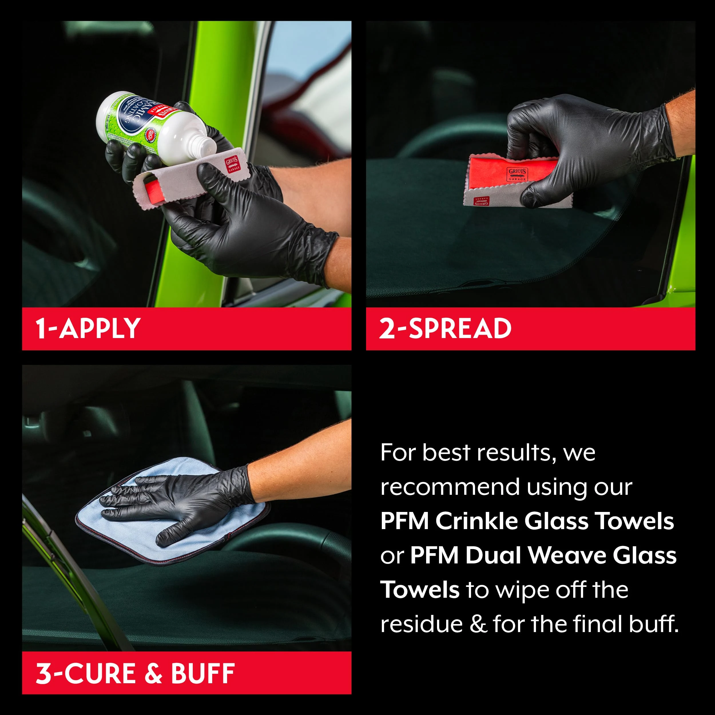 Griot's Garage Ceramic Glass Coating Kit for Cars, SiO2 Hydrophobic Sealant for Windshields and Auto Detailing, Includes Appl product photo, view 5 of 7