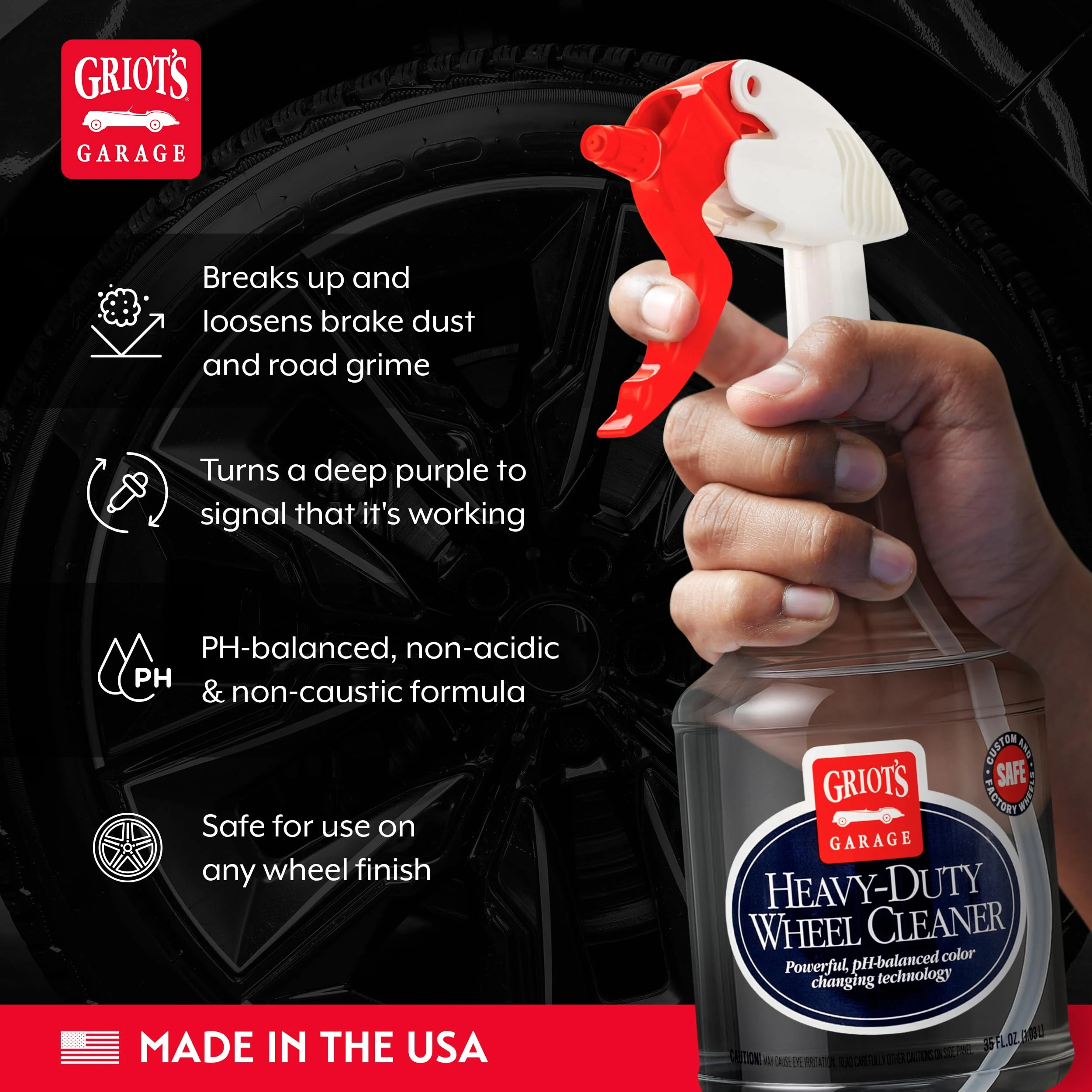 Griot's Garage Heavy-Duty Wheel Cleaner for All Wheel Finishes, Breaks Down and Removes Stubborn Brake Dust and Grime, PH Bal product photo, view 4 of 7