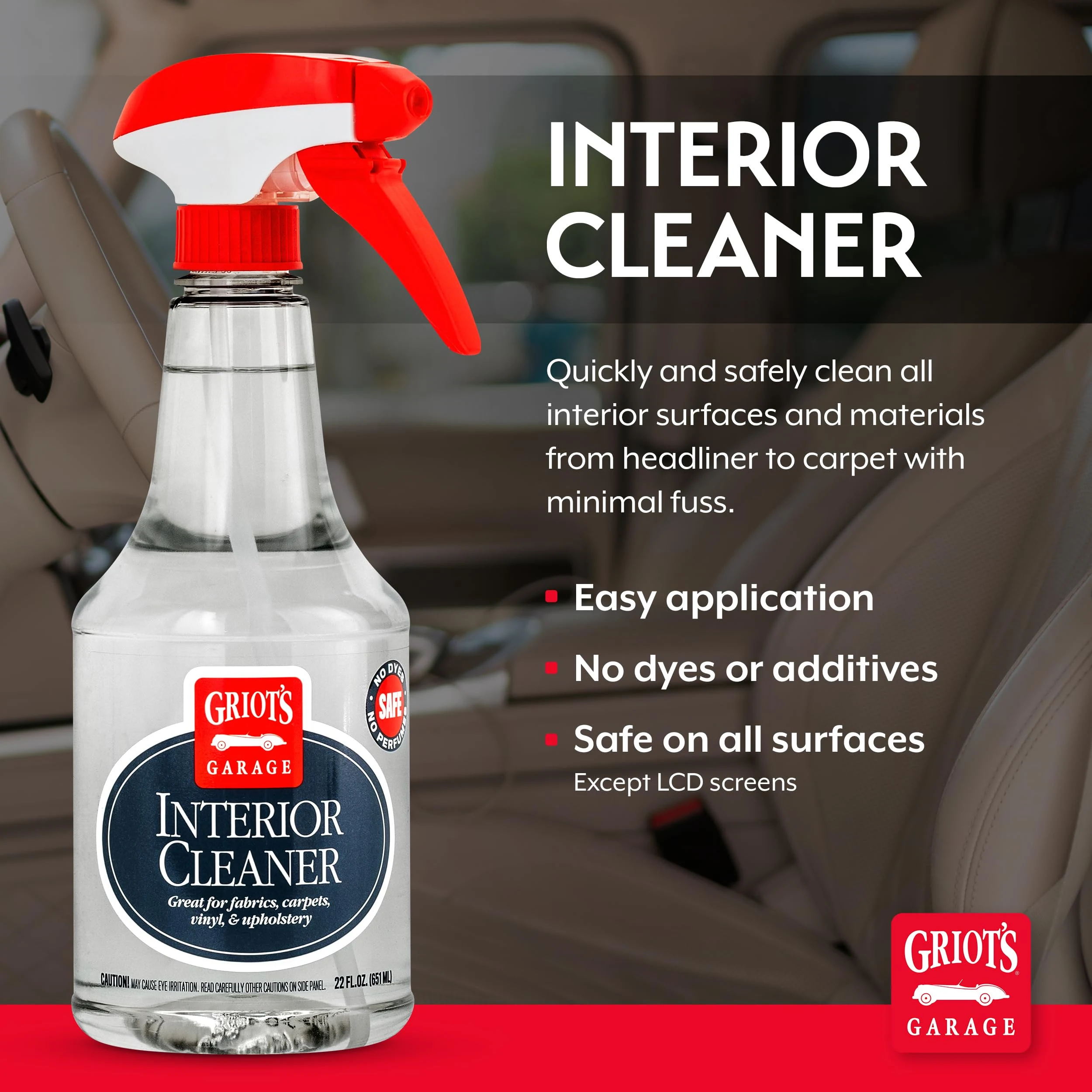 Griot's Garage Interior Cleaner Spray for Car Seats, Carpet, Upholstery Fabric, Floor Mat, Vinyl, Dashboard, Ideal for Truck product photo, view 3 of 7
