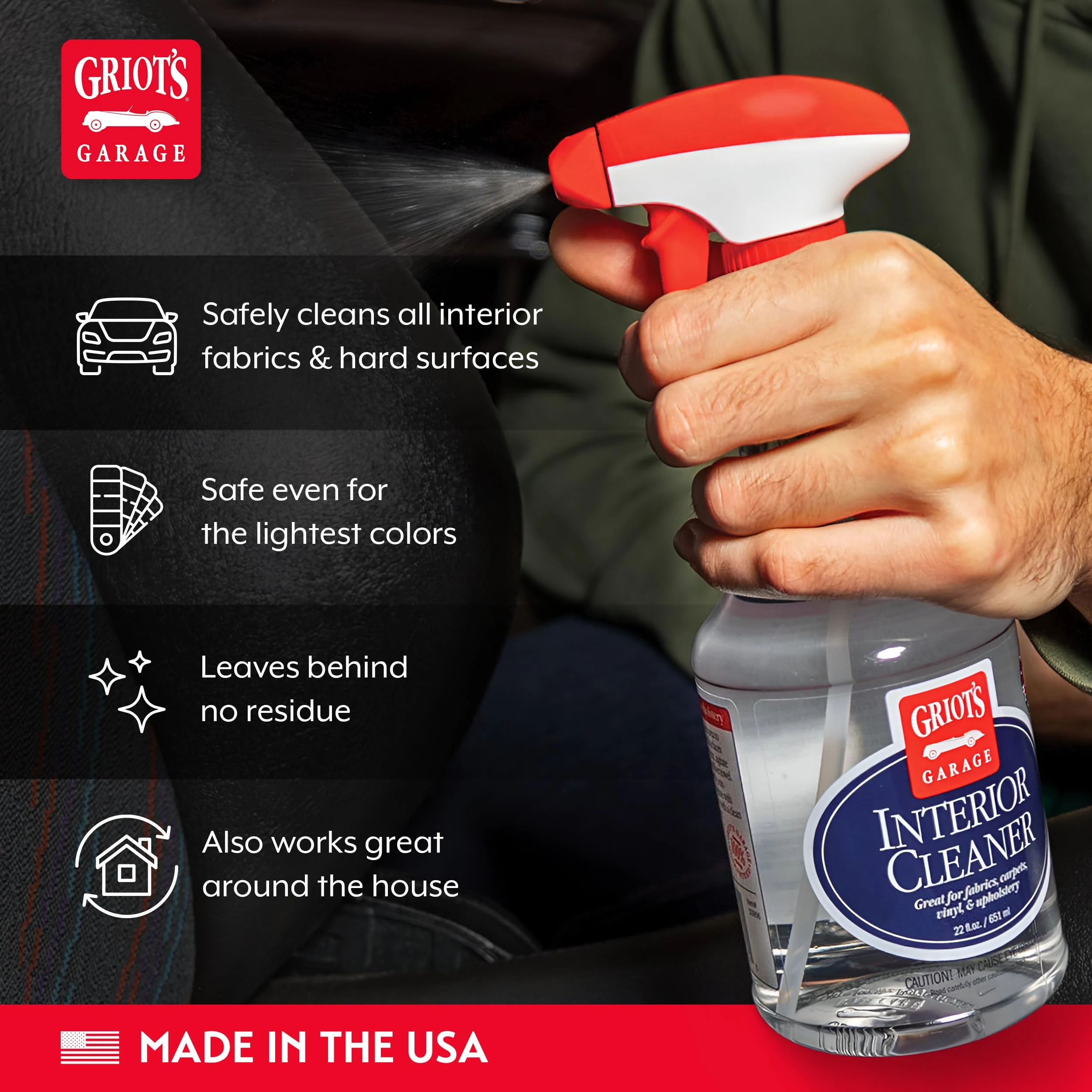 Griot's Garage Interior Cleaner Spray for Car Seats, Carpet, Upholstery Fabric, Floor Mat, Vinyl, Dashboard, Ideal for Truck product photo, view 4 of 7