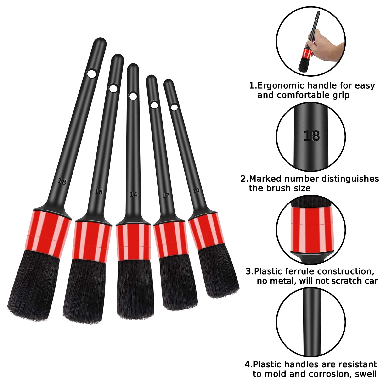 HMPLL 10pcs Auto Car Detailing Brush Set Car Interior Cleaning Kit product photo, view 3 of 6