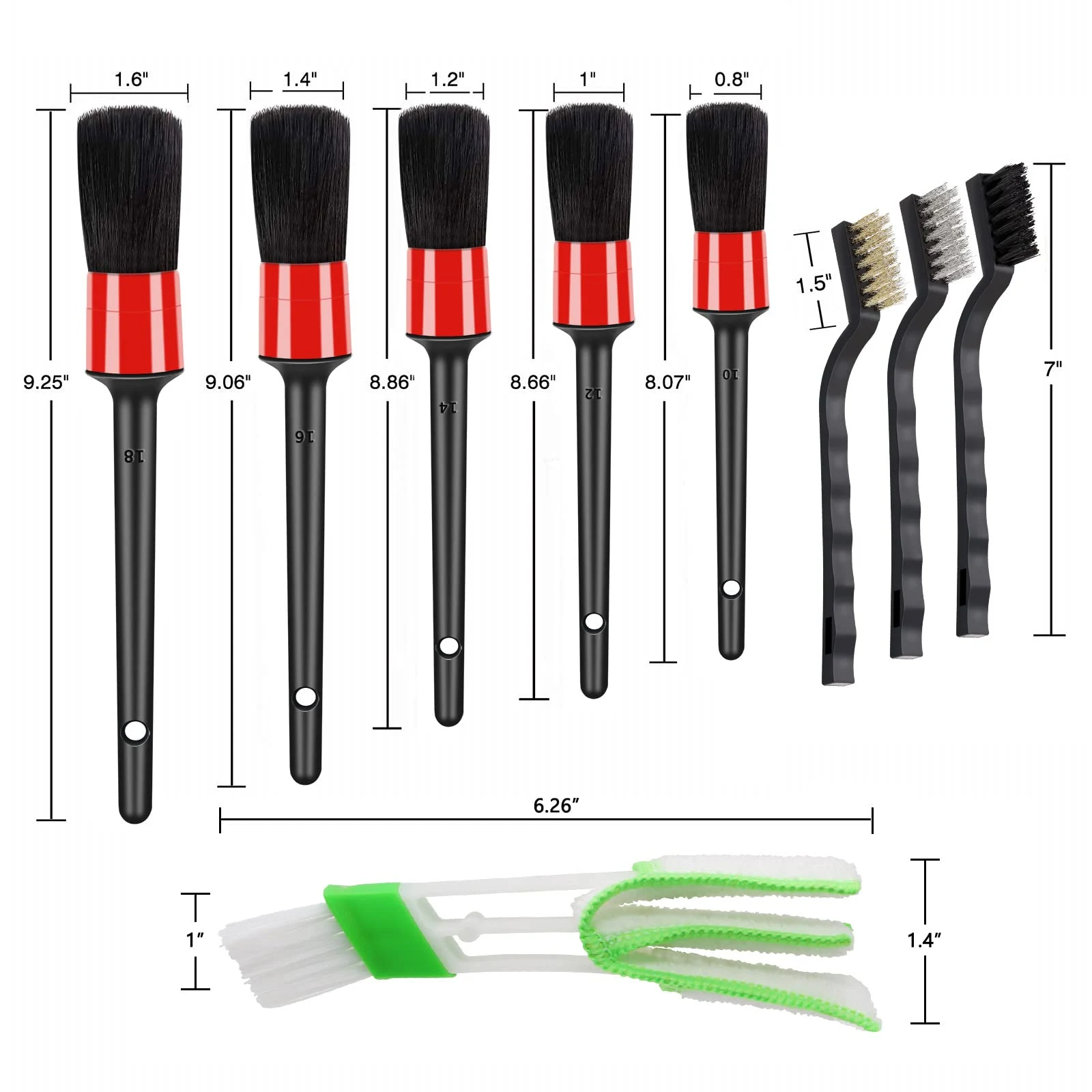 HMPLL 10pcs Auto Car Detailing Brush Set Car Interior Cleaning Kit product photo, view 5 of 6