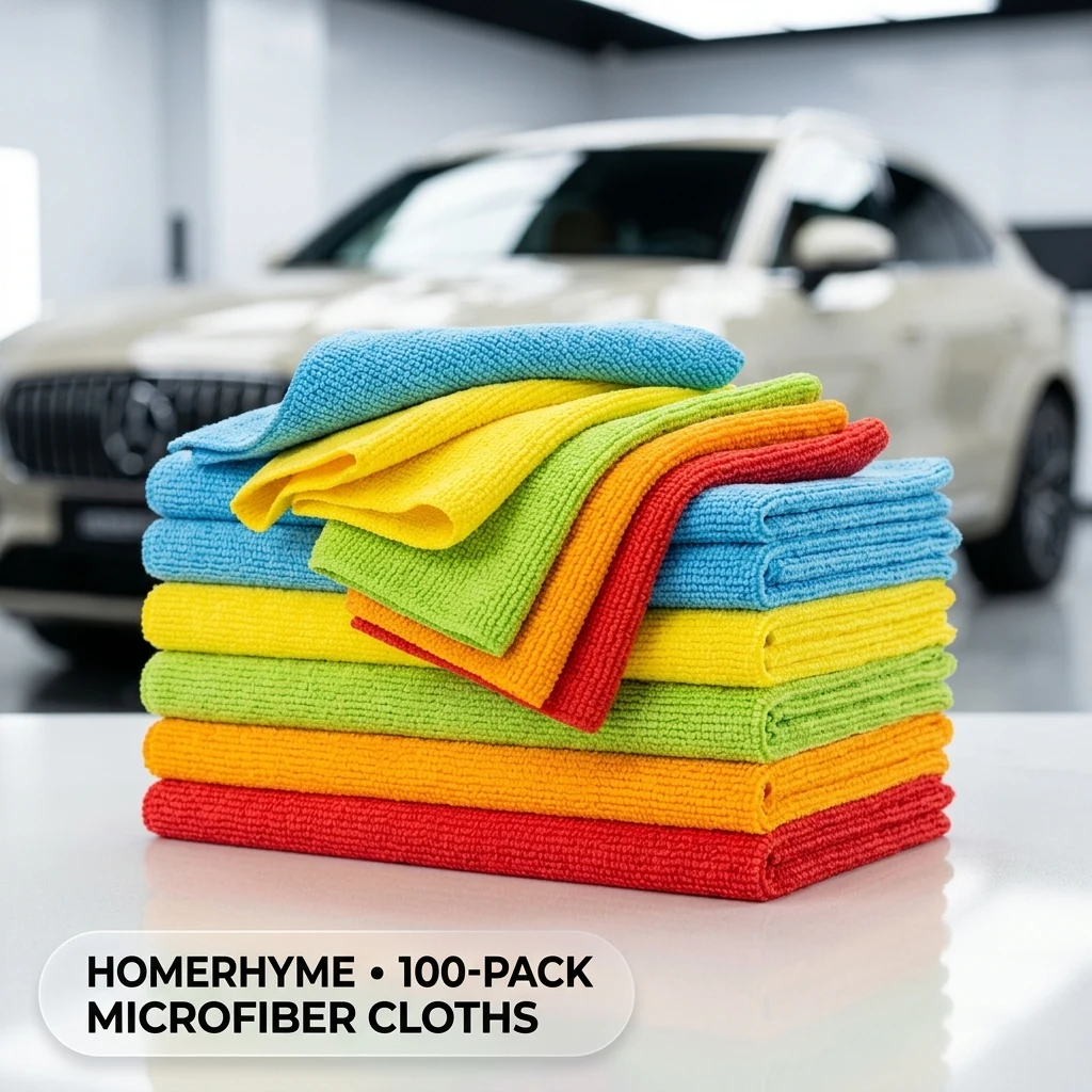HOMERHYME Microfiber Cleaning Cloth, 100 Pack Cleaning Rags Microfiber Towel Bulk Absorbent Lint-Free Wash Cloths, All-Purpos product photo