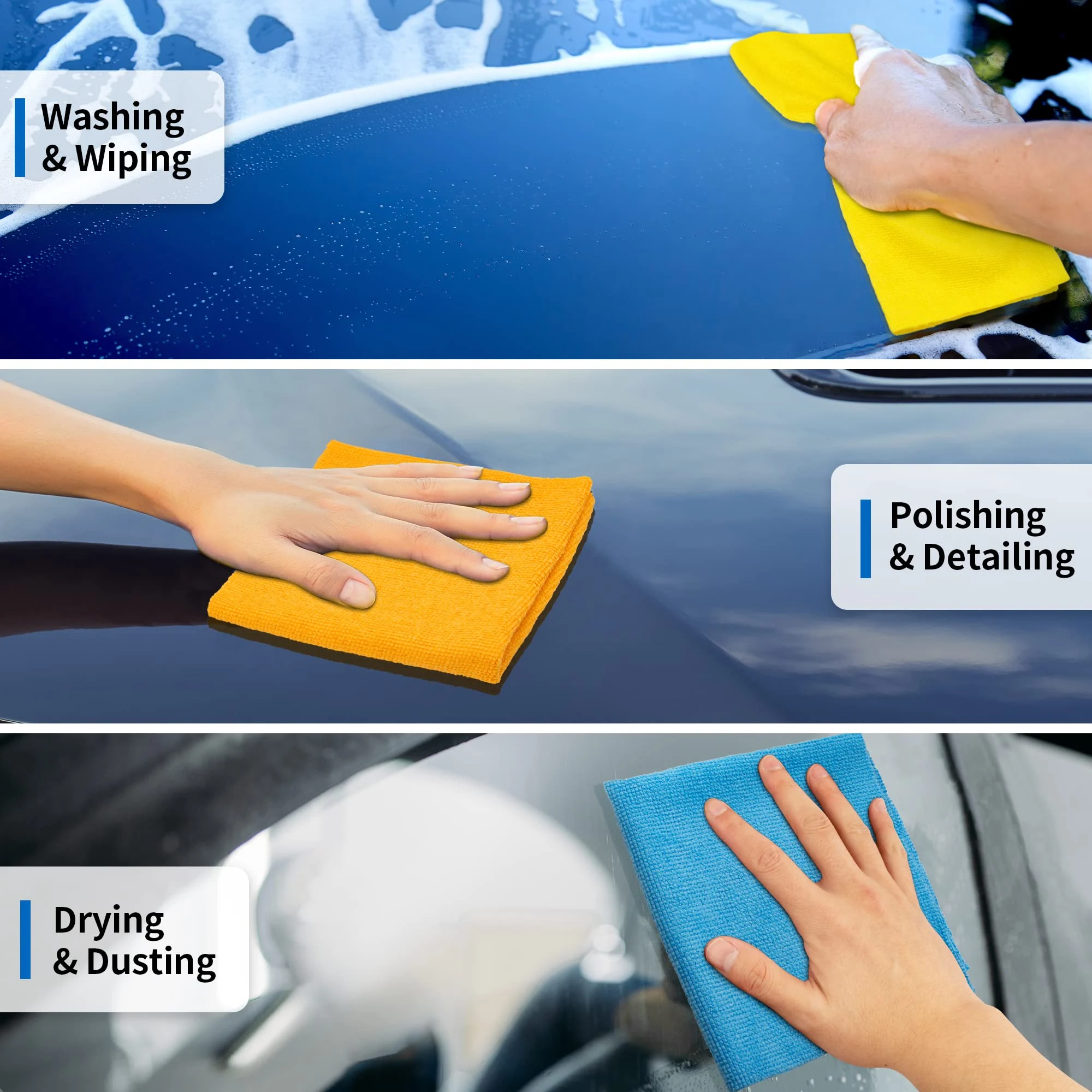 HOMERHYME Microfiber Cleaning Cloth, 100 Pack Cleaning Rags Microfiber Towel Bulk Absorbent Lint-Free Wash Cloths, All-Purpos product photo, view 2 of 6