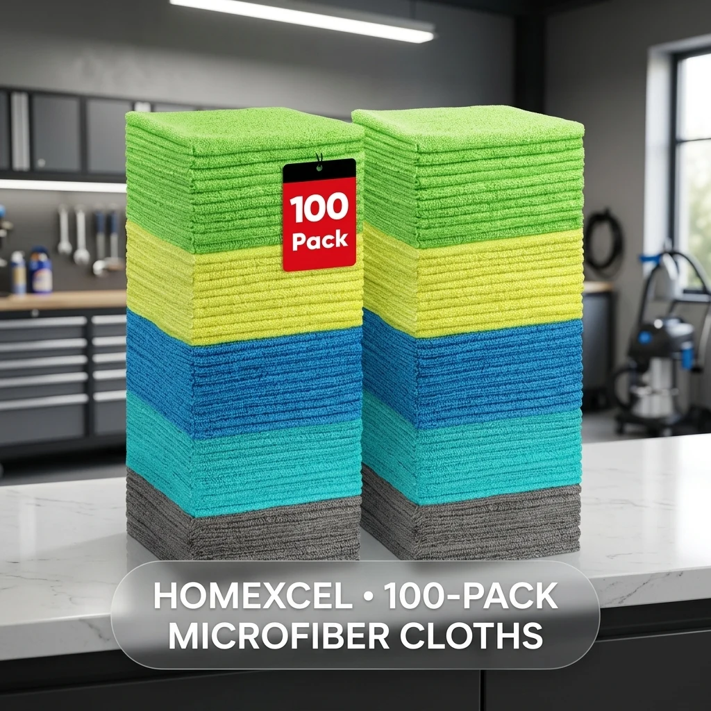 HOMEXCEL Microfiber Cleaning Cloth 100 PK, Towels for Cars, Cleaning Rags product photo
