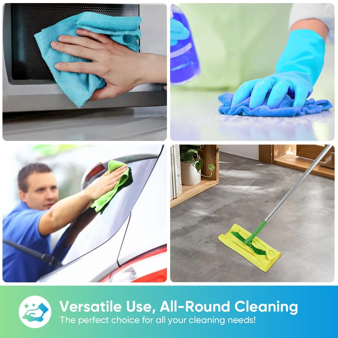HOMEXCEL Microfiber Cleaning Cloth 100 PK, Towels for Cars, Cleaning Rags product photo, view 6 of 8