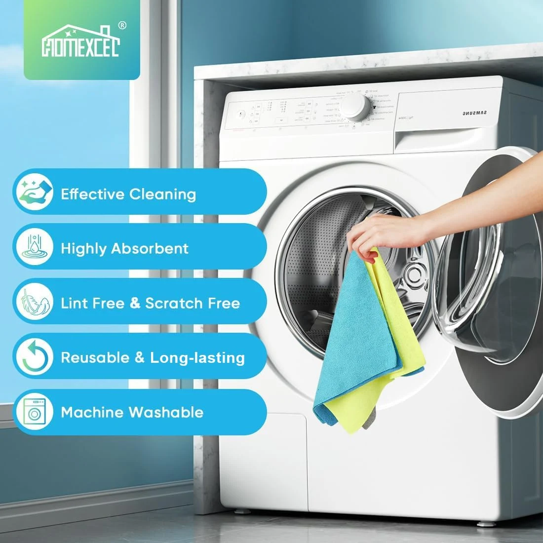 HOMEXCEL Microfiber Cleaning Cloth 100 PK, Towels for Cars, Cleaning Rags product photo, view 8 of 8