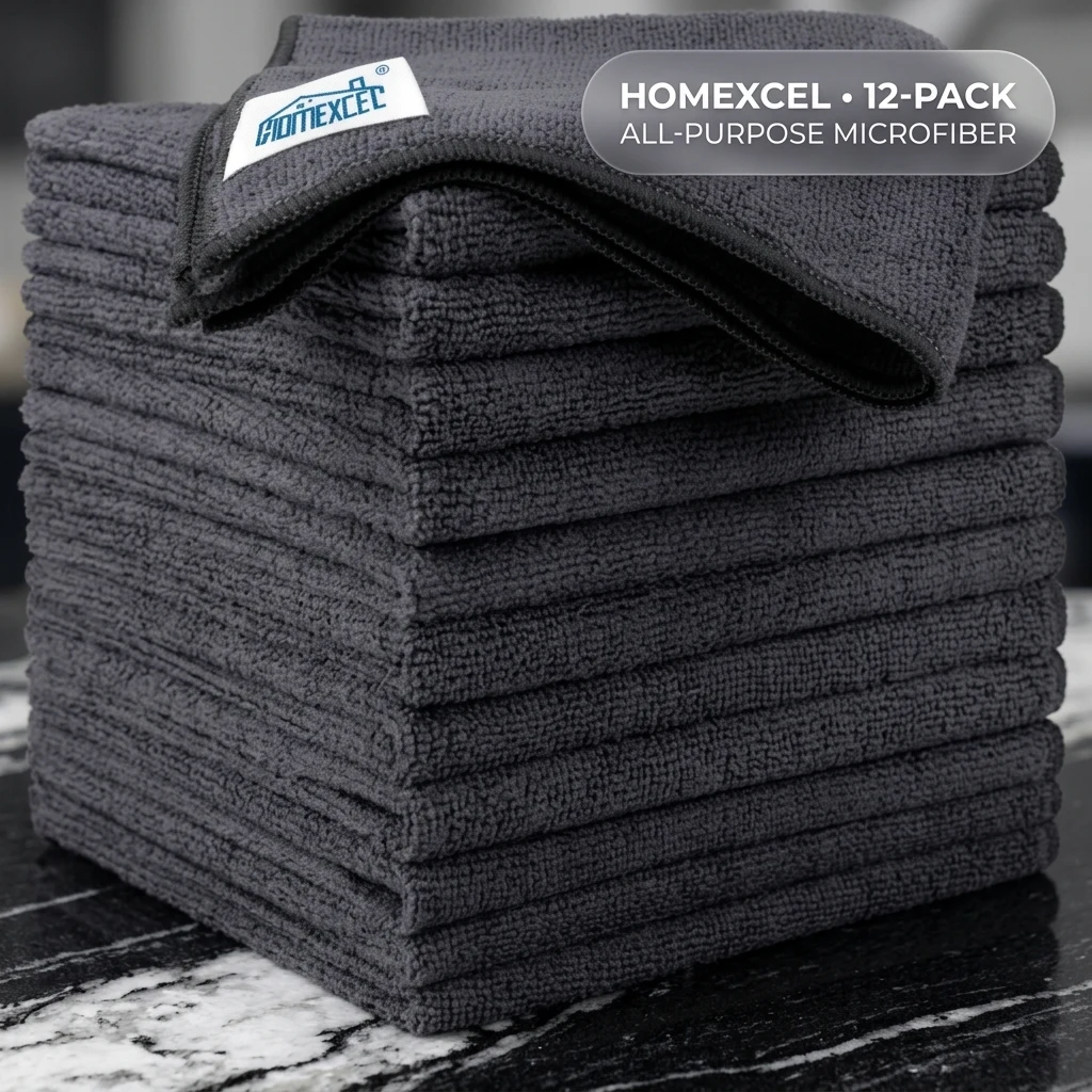 HOMEXCEL Microfiber Cleaning Cloth 12 Pack, 12.5 x 12.5 inch Microfiber Towels for Cars, Ultra Absorbent Washing Cloth, Lint product photo