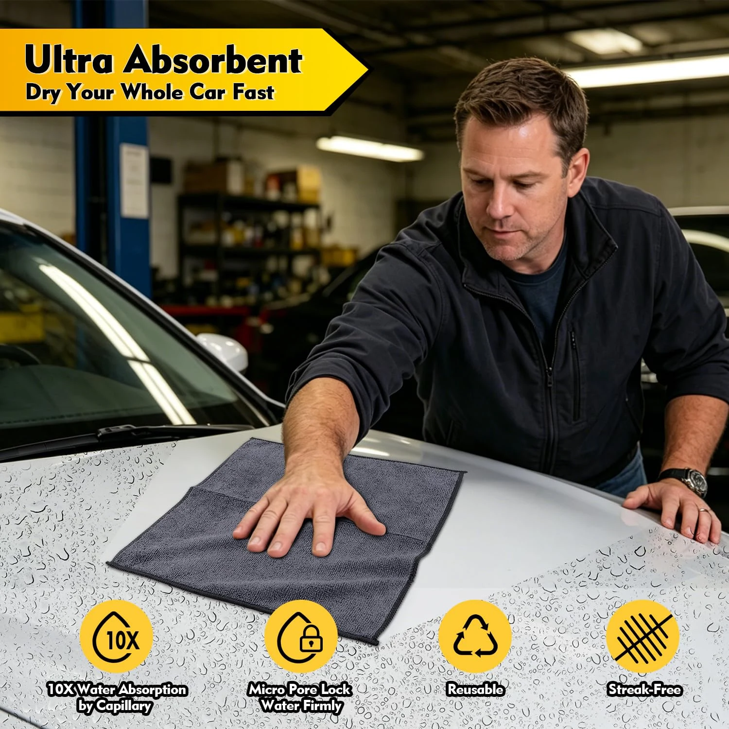 HOMEXCEL Microfiber Cleaning Cloth 12 Pack, 12.5 x 12.5 inch Microfiber Towels for Cars, Ultra Absorbent Washing Cloth, Lint product photo, view 4 of 7