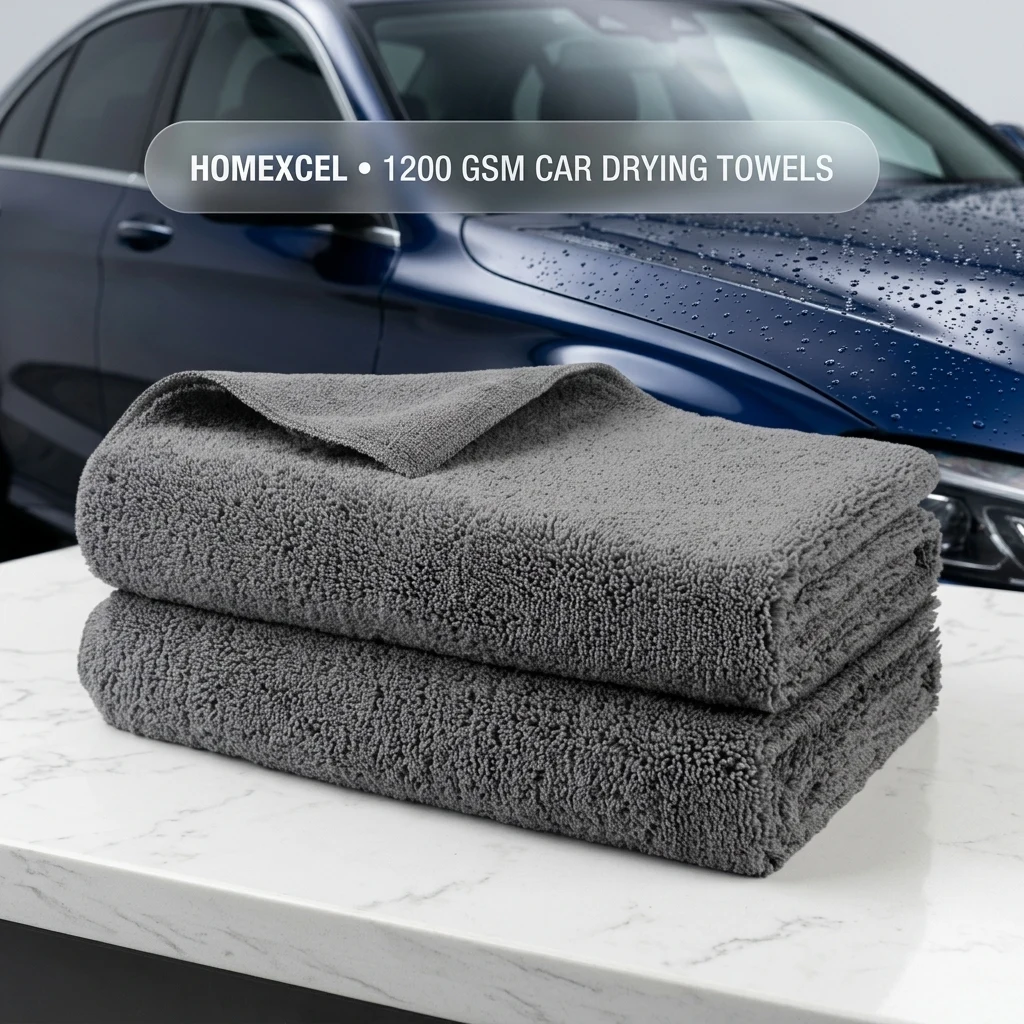 HOMEXCEL Professional Large Microfiber Car Drying Towels 2 Pack, Lint Free, Scratch Free, Highly Absorbent Drying Towel for C product photo