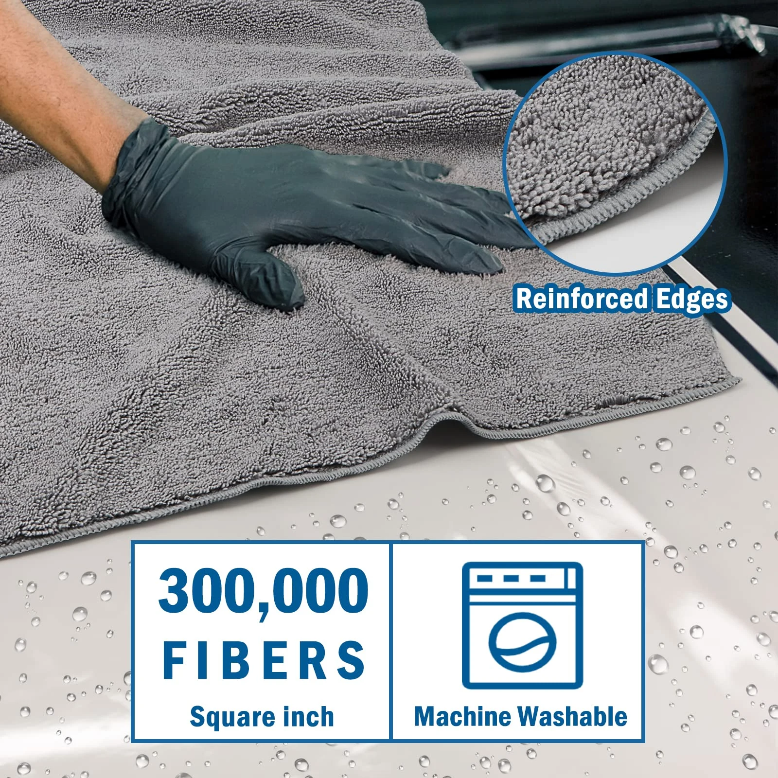 HOMEXCEL Professional Large Microfiber Car Drying Towels 2 Pack, Lint Free, Scratch Free, Highly Absorbent Drying Towel for C product photo, view 3 of 8