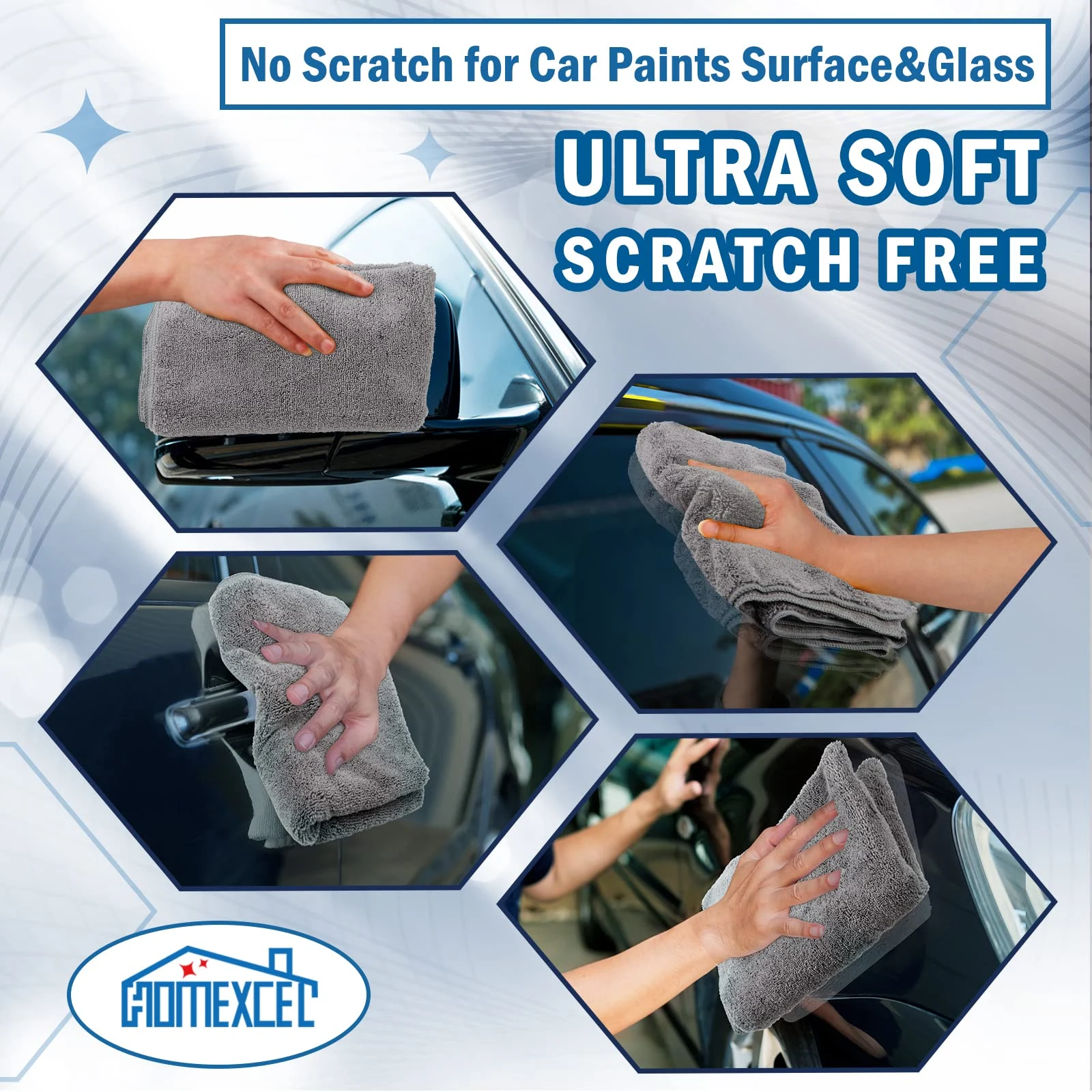 HOMEXCEL Professional Large Microfiber Car Drying Towels 2 Pack, Lint Free, Scratch Free, Highly Absorbent Drying Towel for C product photo, view 7 of 8