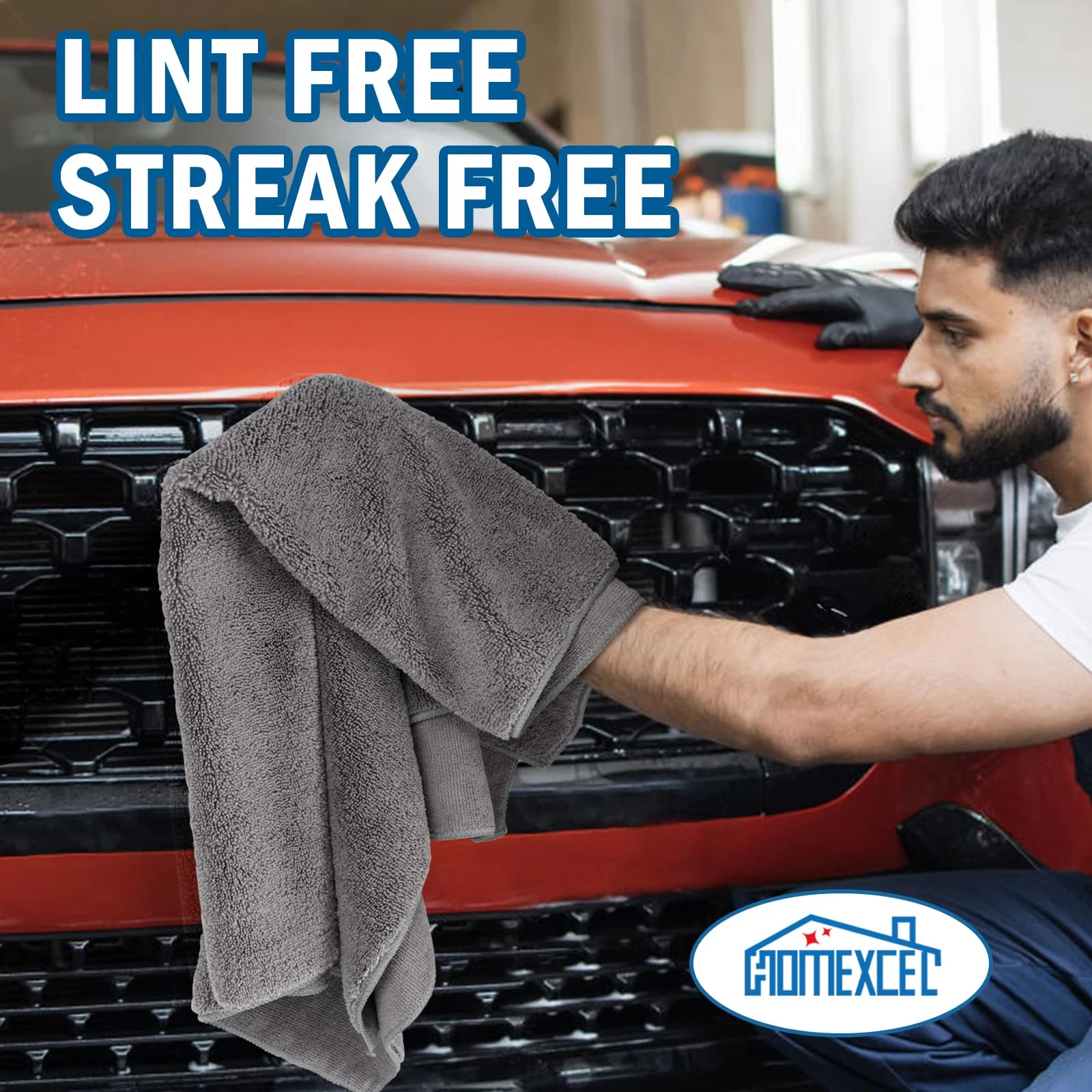 HOMEXCEL Professional Large Microfiber Car Drying Towels 2 Pack, Lint Free, Scratch Free, Highly Absorbent Drying Towel for C product photo, view 8 of 8