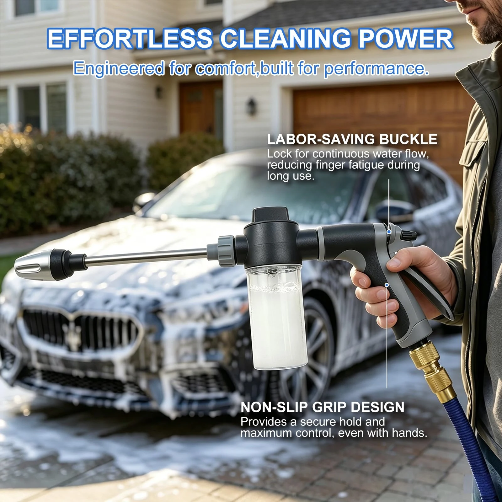 Hose Hawk Pro Pressure Washer Gun, High Pressure Hose Nozzle with 4 Spray Modes, Adjustable Handheld Pressure Washer Nozzle f product photo, view 2 of 7