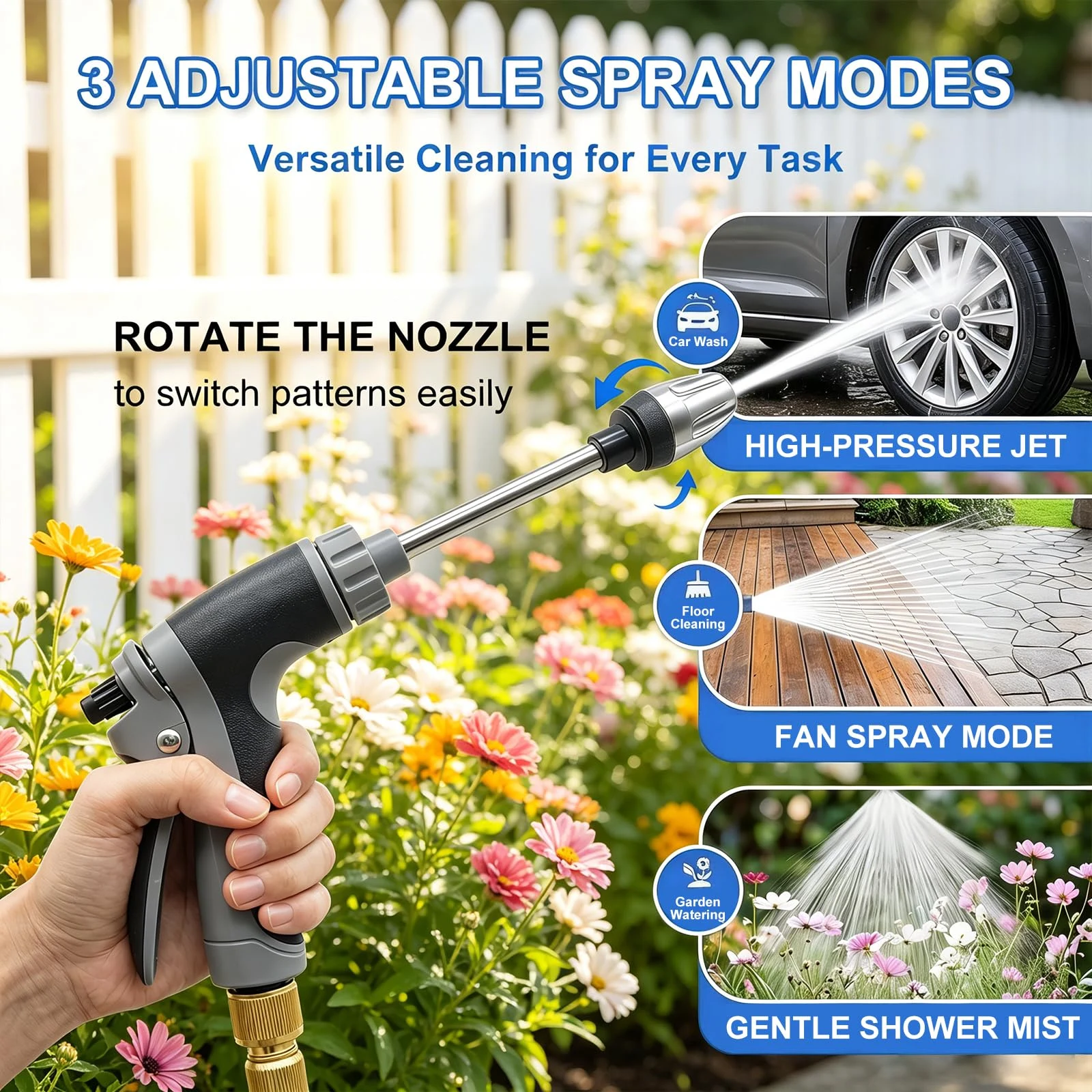 Hose Hawk Pro Pressure Washer Gun, High Pressure Hose Nozzle with 4 Spray Modes, Adjustable Handheld Pressure Washer Nozzle f product photo, view 4 of 7