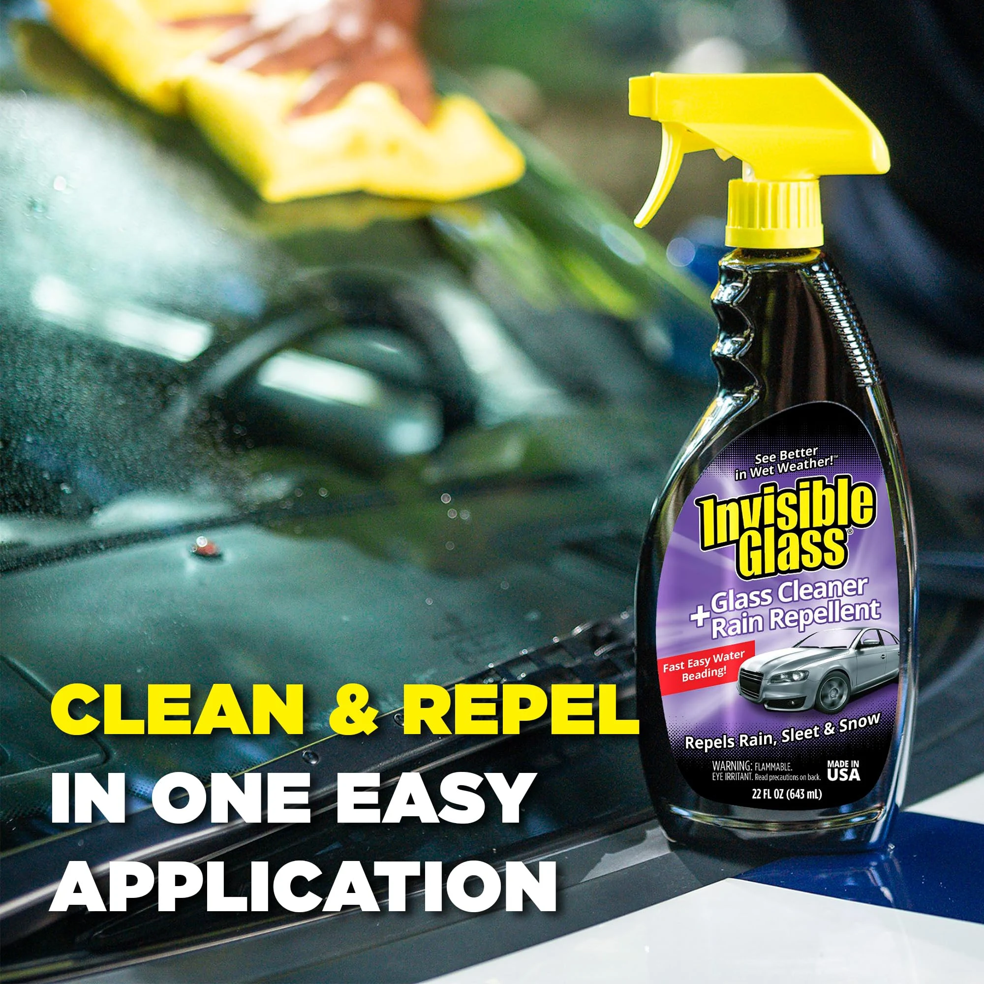 Invisible Glass Cleaner + Rain Repellent, 22 fl oz, 92184 product photo, view 5 of 7