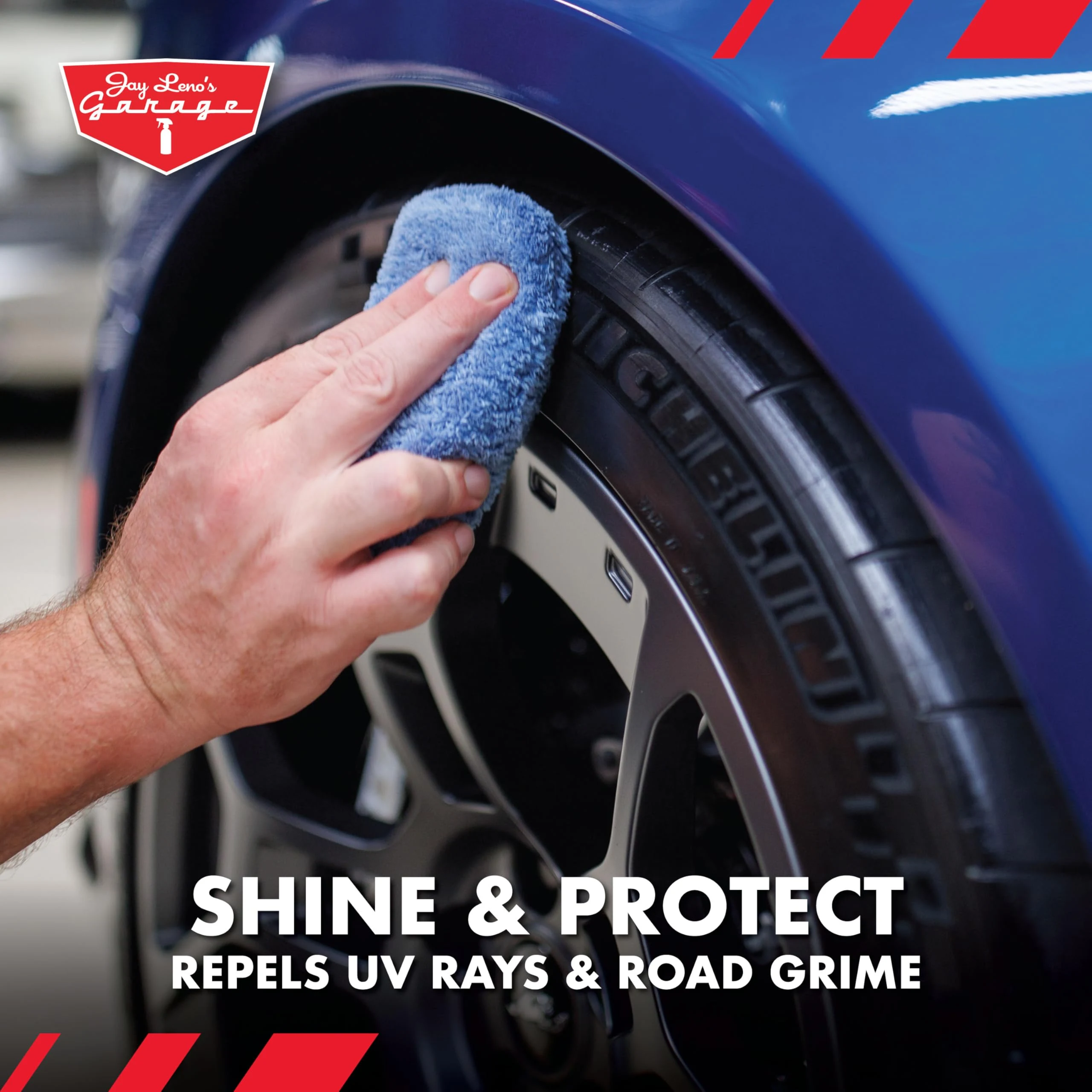 Jay Leno's Garage Tire Shine Delivers long-lasting High Gloss with a Deep Black Wet Look Glow. This Tire Dressing Spray and C product photo, view 3 of 7