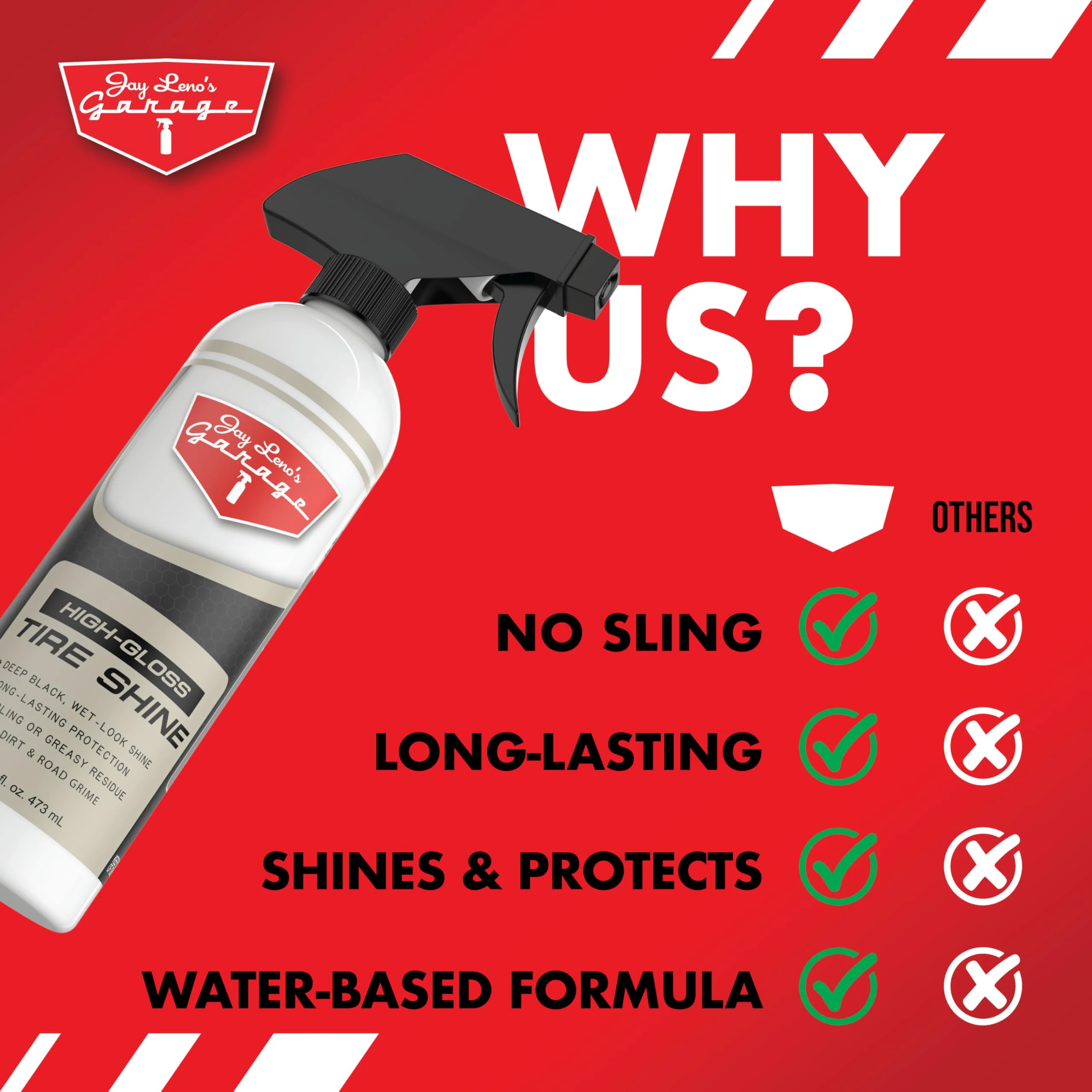 Jay Leno's Garage Tire Shine Delivers long-lasting High Gloss with a Deep Black Wet Look Glow. This Tire Dressing Spray and C product photo, view 7 of 7