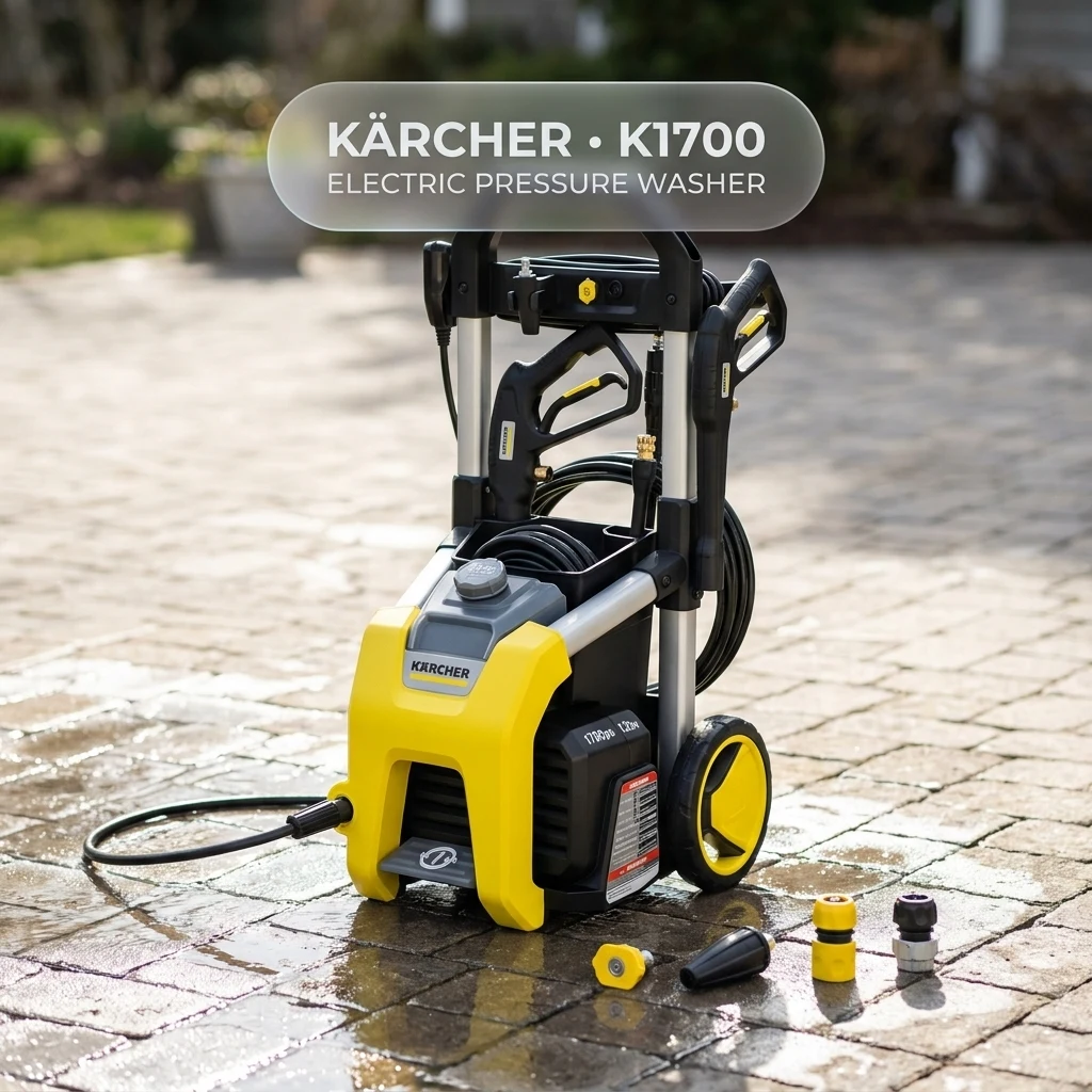 Kärcher Pressure Washer K1700, CETA Certified, 3 Spray Nozzles, Detergent Tank, for Cars, Driveways, Siding, Patios, 1.2 max product photo