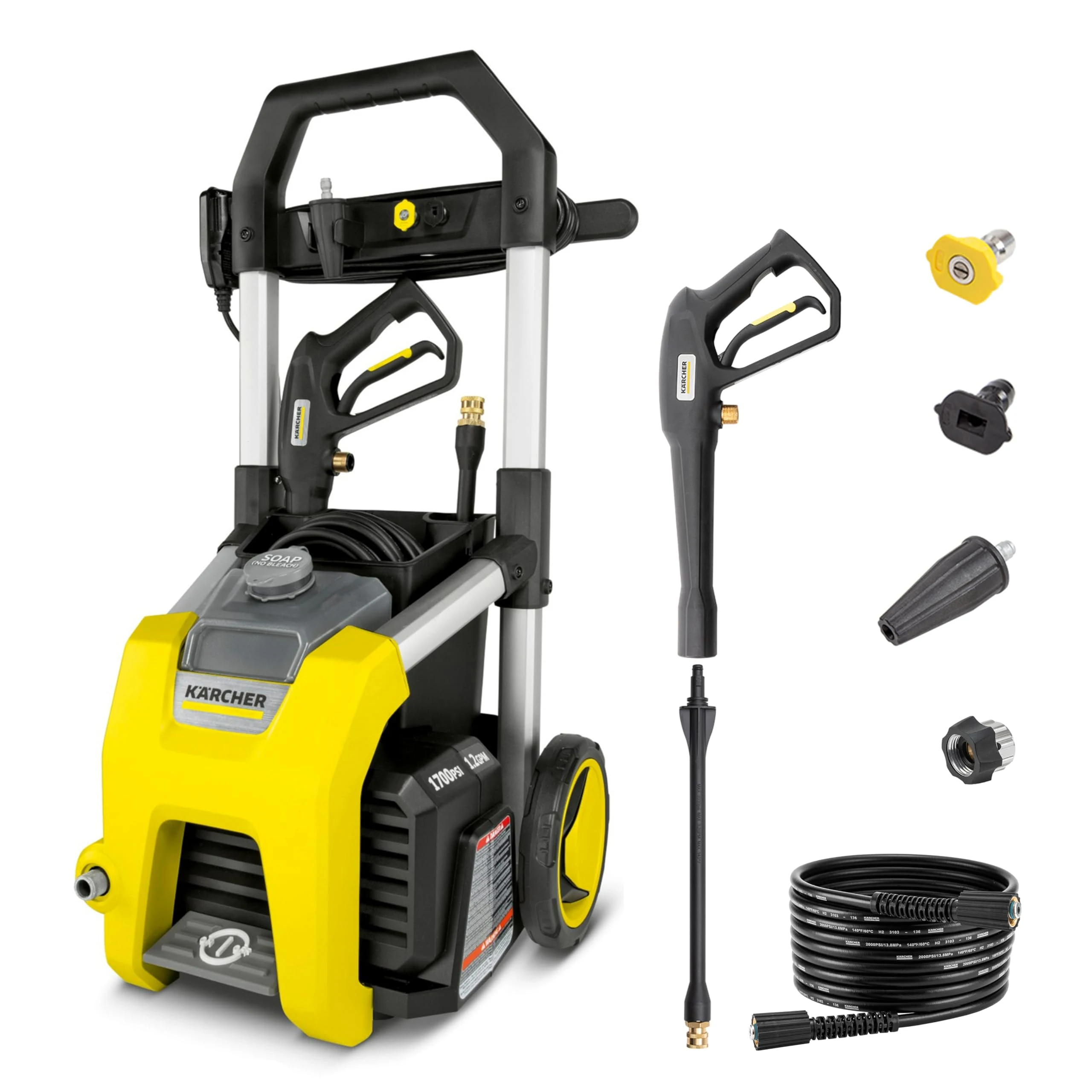 Kärcher Pressure Washer K1700, CETA Certified, 3 Spray Nozzles, Detergent Tank, for Cars, Driveways, Siding, Patios, 1.2 max product photo, view 2 of 7