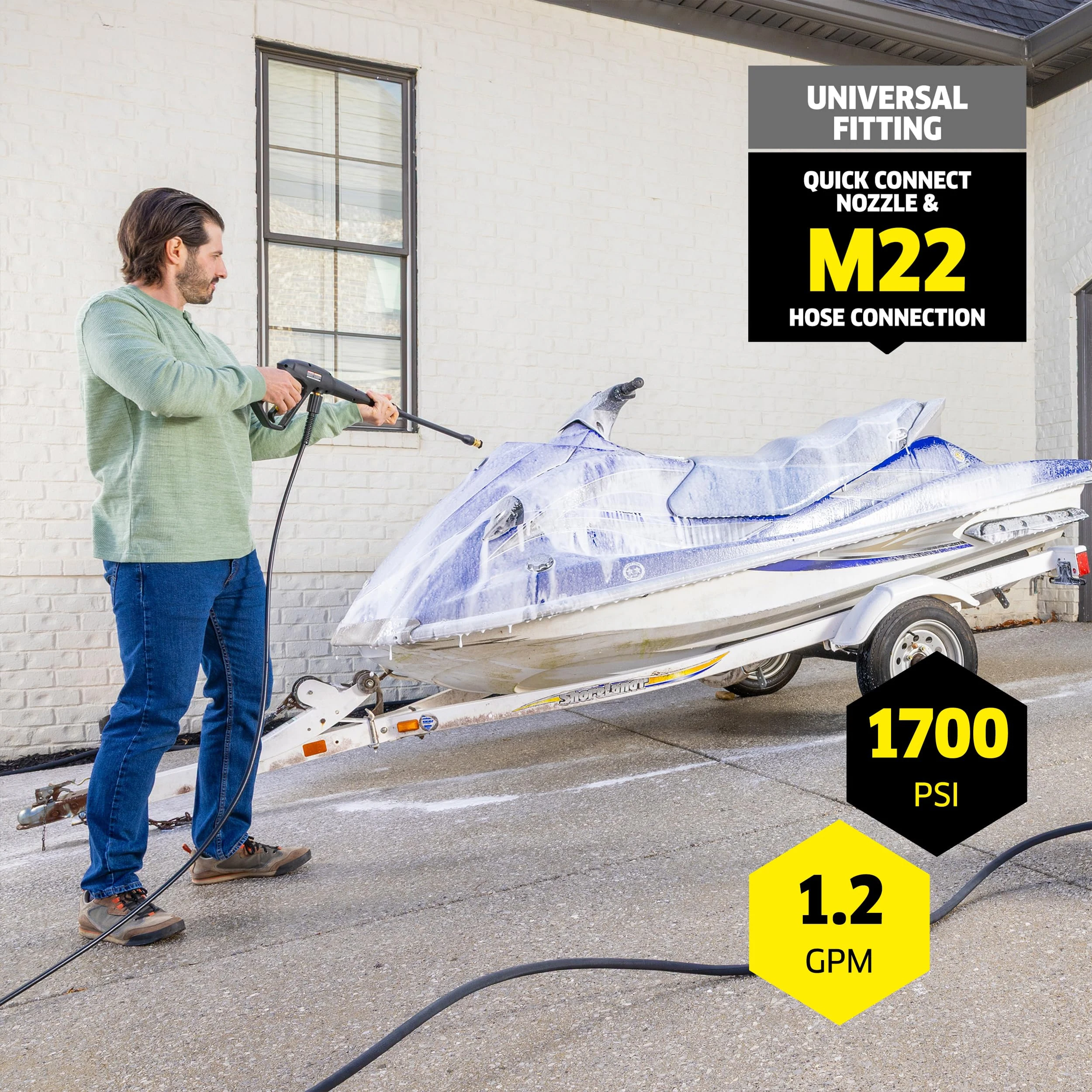 Kärcher Pressure Washer K1700, CETA Certified, 3 Spray Nozzles, Detergent Tank, for Cars, Driveways, Siding, Patios, 1.2 max product photo, view 5 of 7
