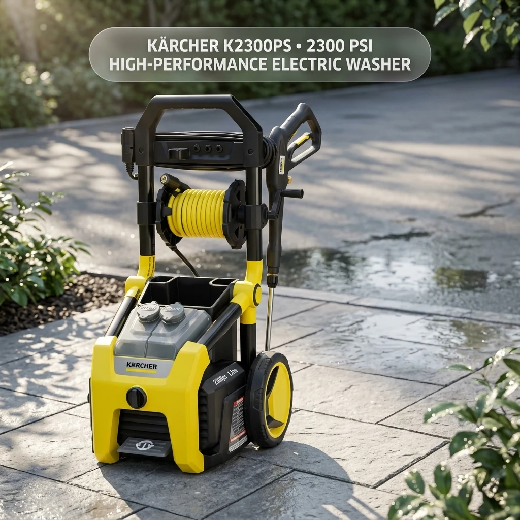 Kärcher Pressure Washer K2300PS, CETA Certified, 4 Spray Nozzles, Detergent Tank, Hose Reel, for Cars, Driveways, Siding, Pat product photo