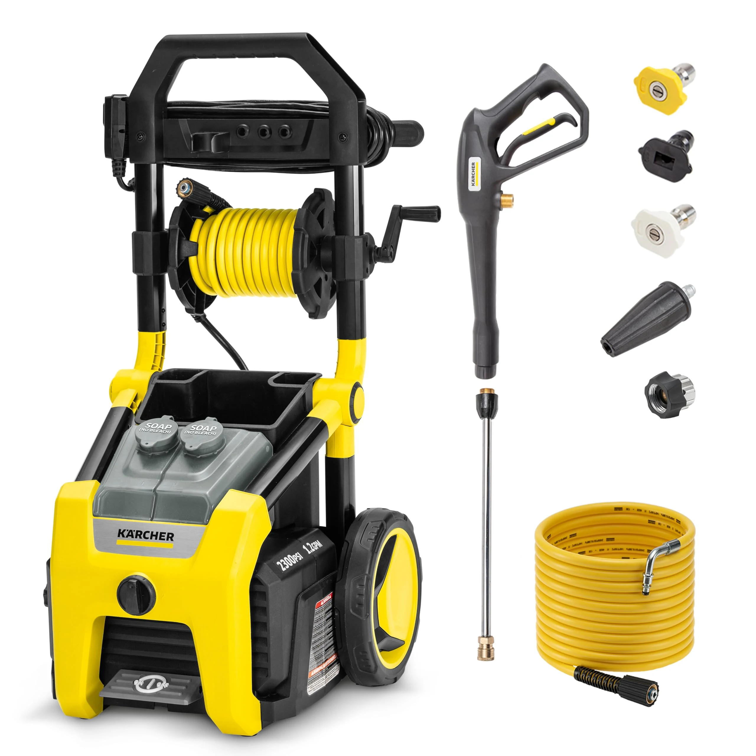 Kärcher Pressure Washer K2300PS, CETA Certified, 4 Spray Nozzles, Detergent Tank, Hose Reel, for Cars, Driveways, Siding, Pat product photo, view 2 of 7