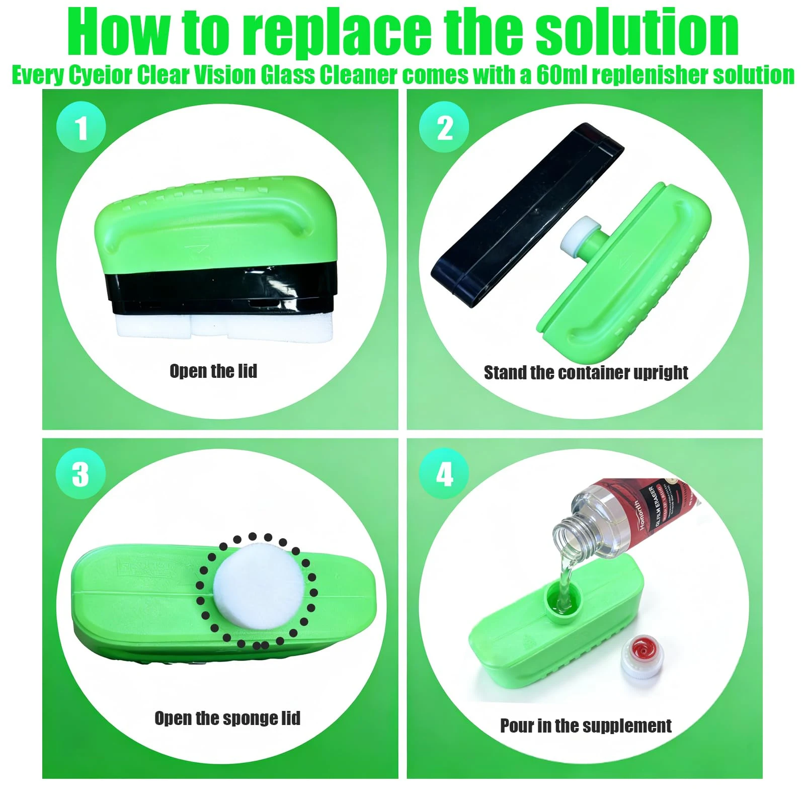 KENDINIX 2 Set Clear Vision Windshield Cleaner,Clear Vision Glass Cleaner product photo, view 5 of 7
