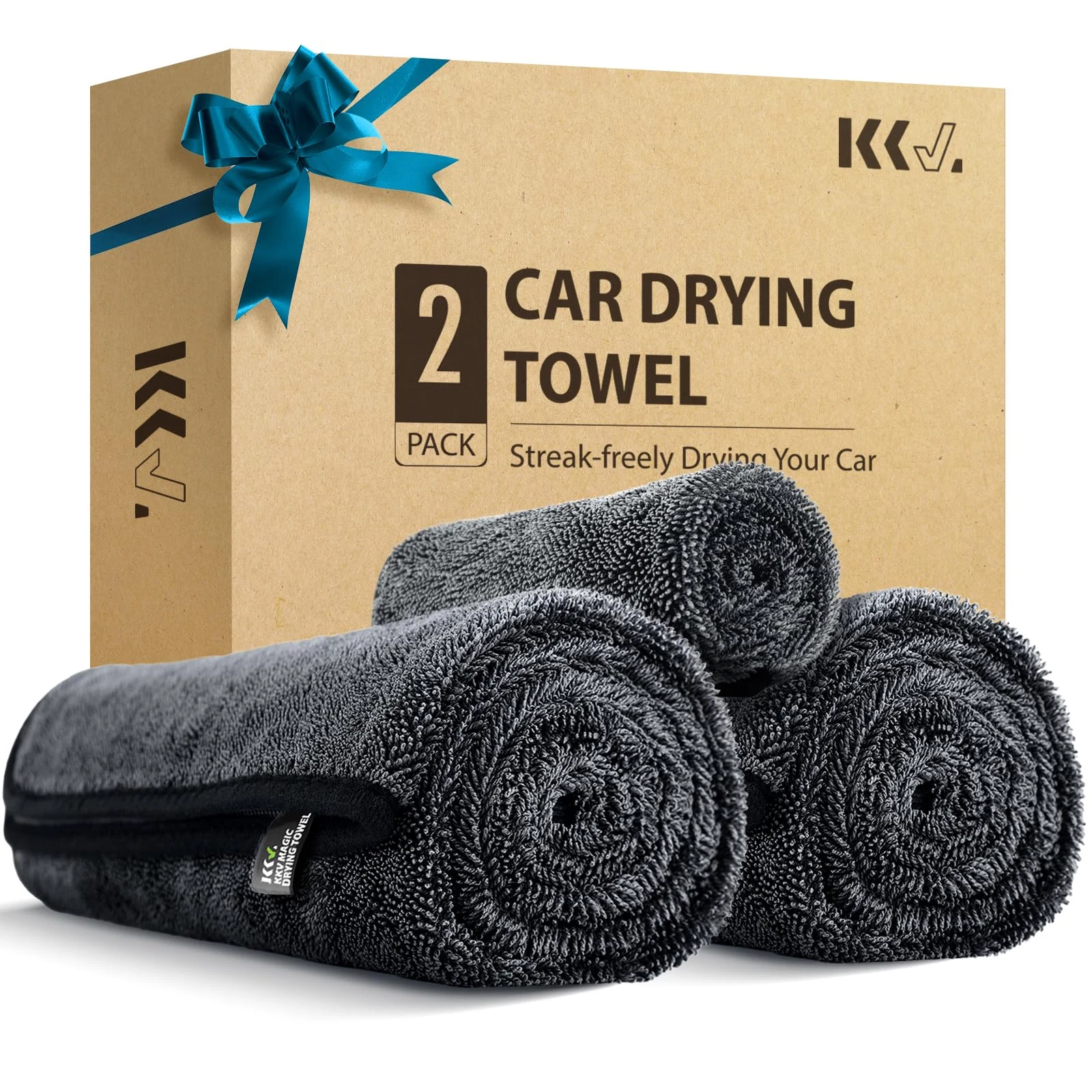 KKV 2-Pack Microfiber Towels (35"x 24") Extra Large Ultra Absorbent Drying Towel for Cars and Trucks, Without Streaks, Scratc product photo, view 2 of 7