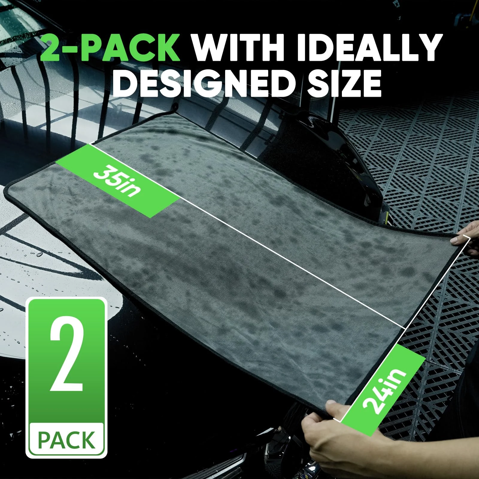 KKV 2-Pack Microfiber Towels (35"x 24") Extra Large Ultra Absorbent Drying Towel for Cars and Trucks, Without Streaks, Scratc product photo, view 4 of 7