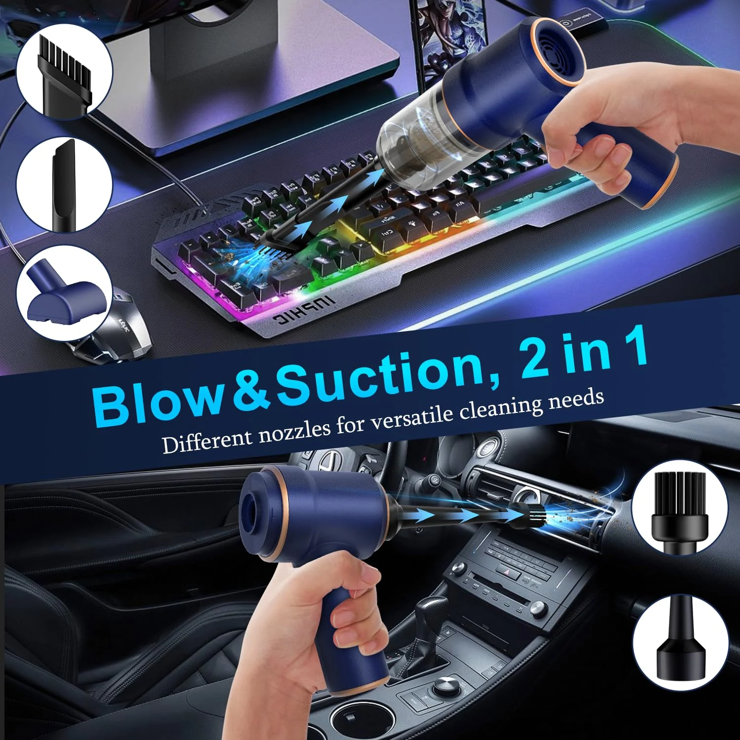 KMM Handheld Car Vacuum Cleaner, Hand Held Vacuum Cleaner and Air Duster product photo, view 3 of 8