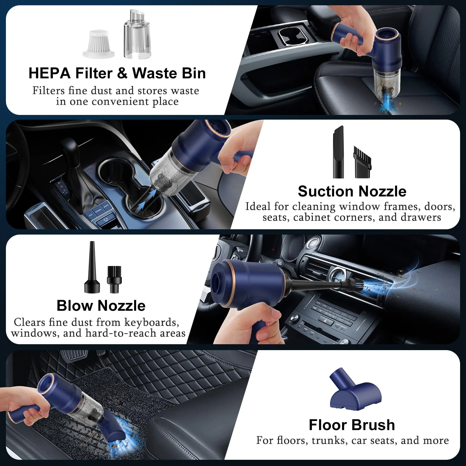 KMM Handheld Car Vacuum Cleaner, Hand Held Vacuum Cleaner and Air Duster product photo, view 7 of 8