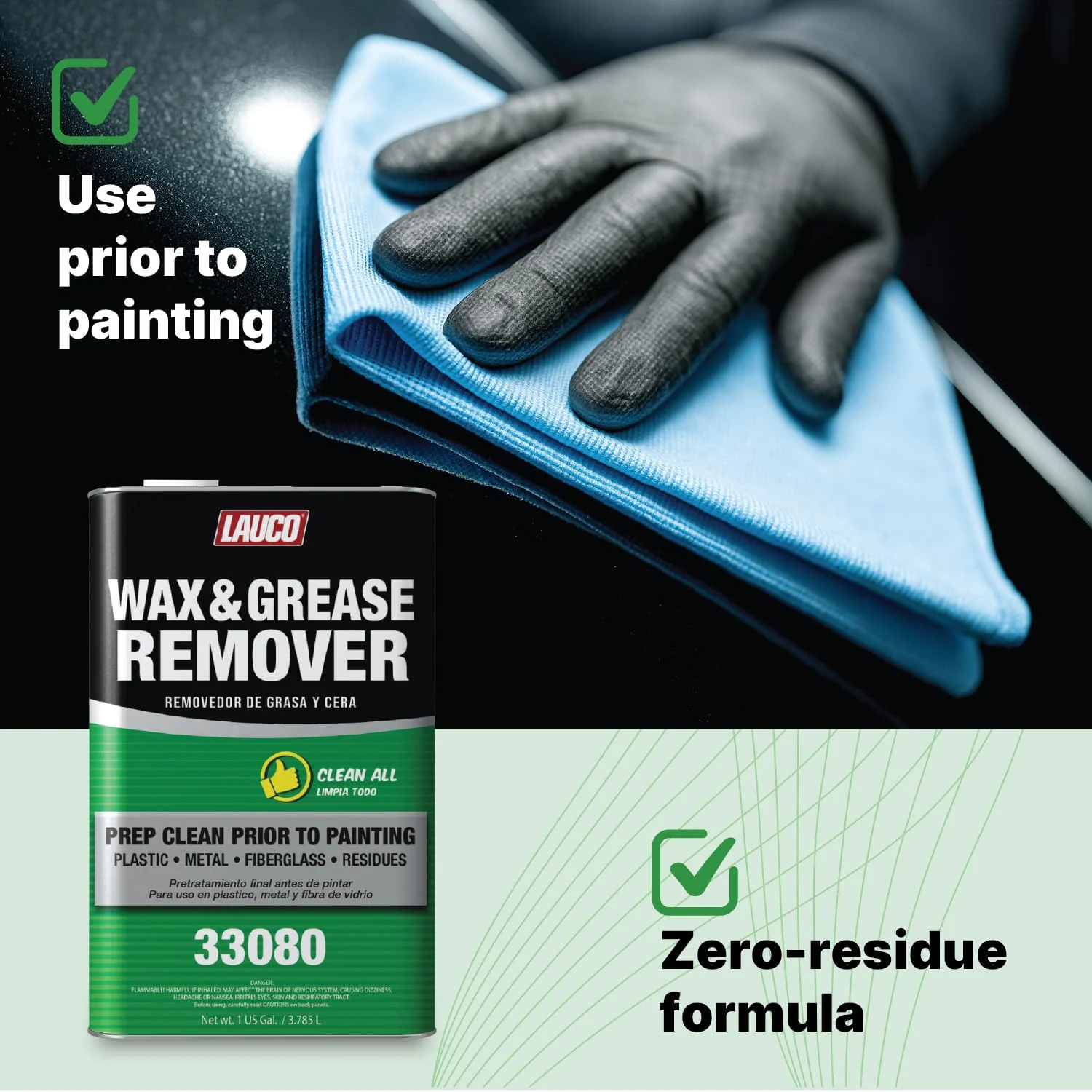 LAUCO Wax and Grease Remover 1 Gallon Multi-Surface Paint Prep Cleaner for Auto Body, Garage product photo, view 5 of 7