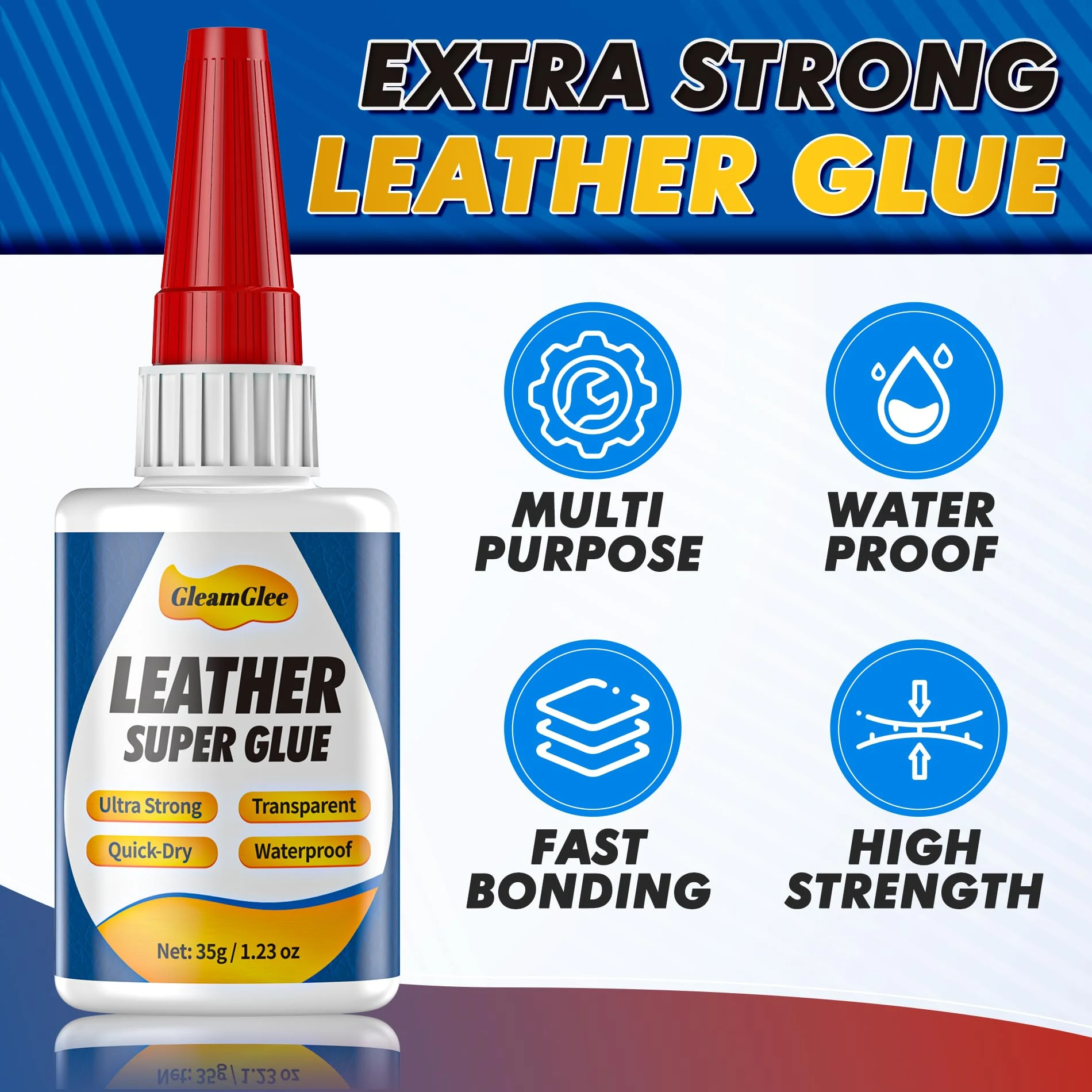 Leather Glue 1.23 oz, Ultra Strong Waterproof Flexible Clear Adhesive product photo, view 3 of 7