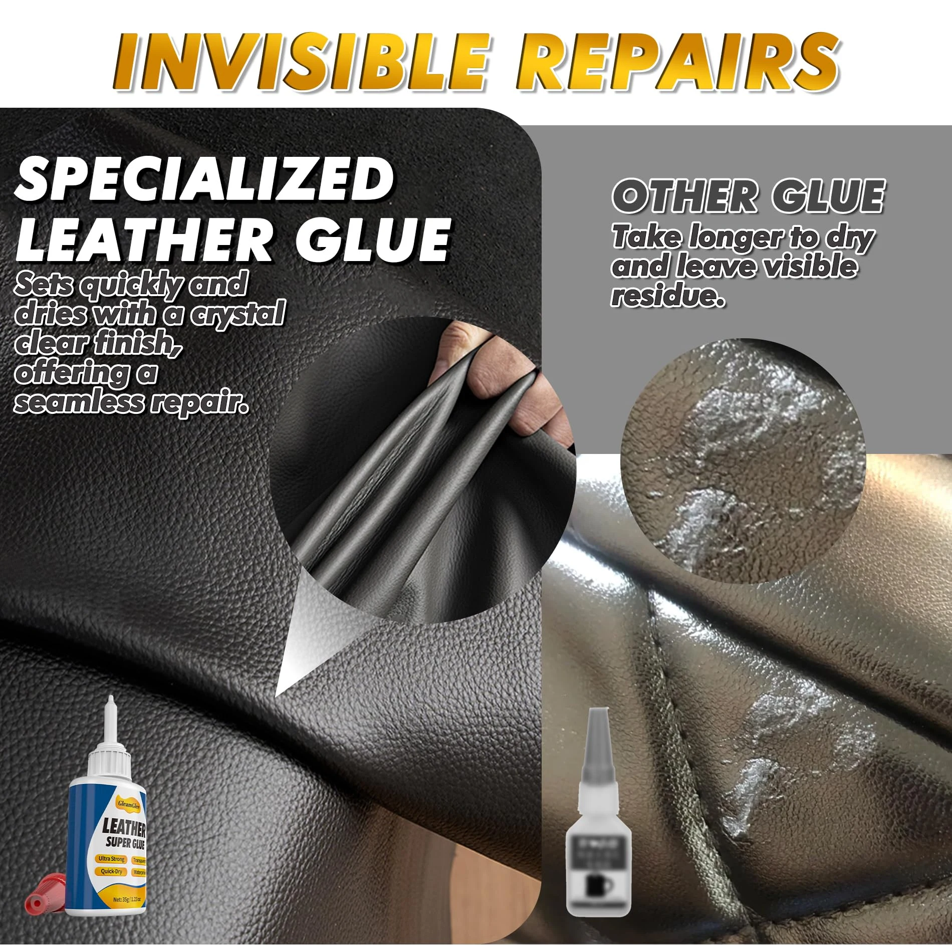 Leather Glue 1.23 oz, Ultra Strong Waterproof Flexible Clear Adhesive product photo, view 6 of 7