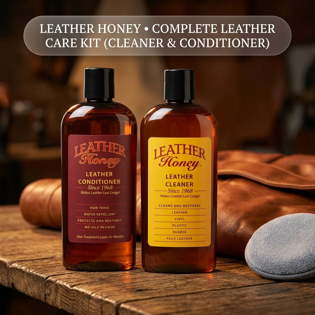 Leather Honey Complete Leather Care Kit Including 8 oz Cleaner and 8 oz Conditioner for use on Leather Apparel, Furniture, Au product photo, view 1 of 7