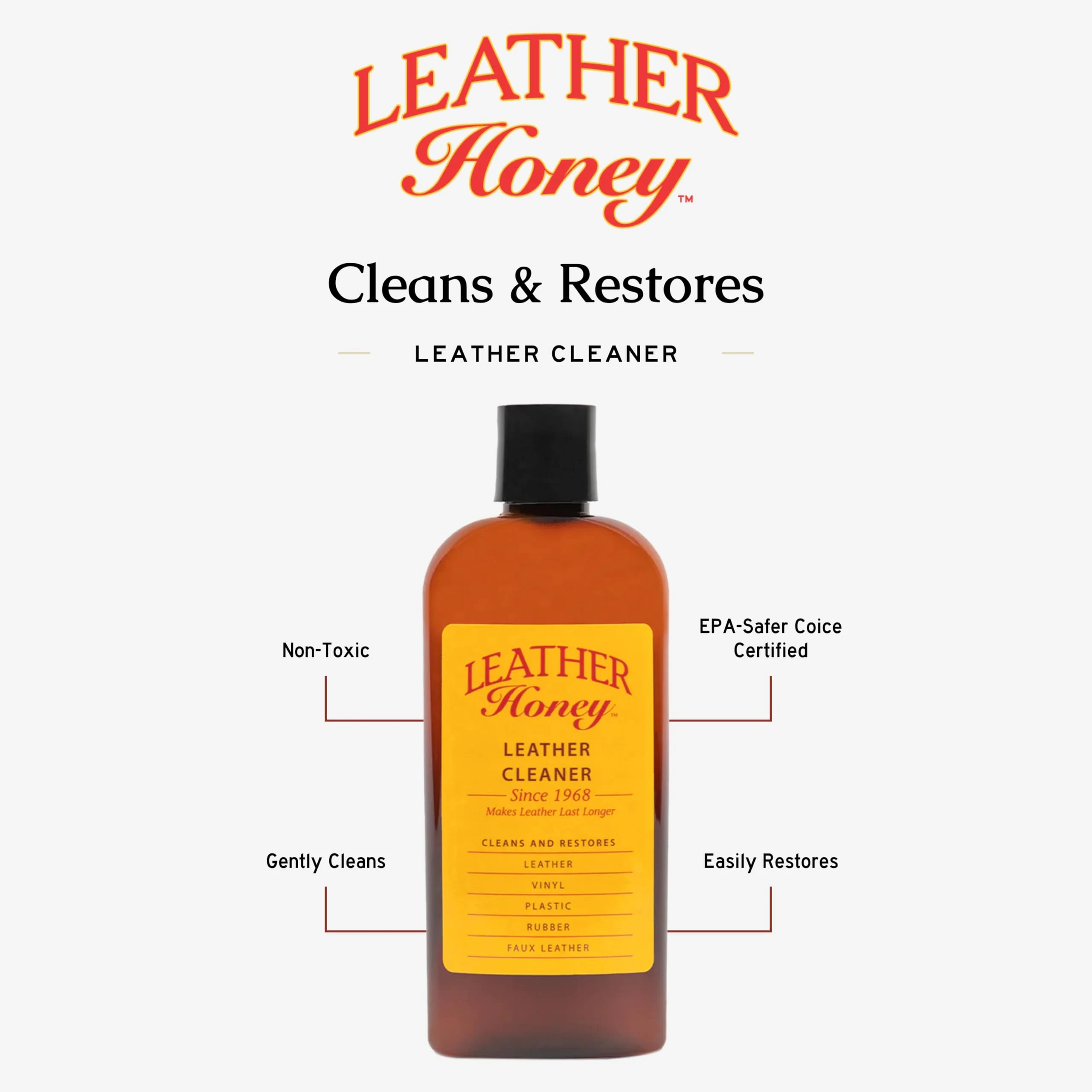 Leather Honey Complete Leather Care Kit Including 8 oz Cleaner and 8 oz Conditioner for use on Leather Apparel, Furniture, Au product photo, view 6 of 7