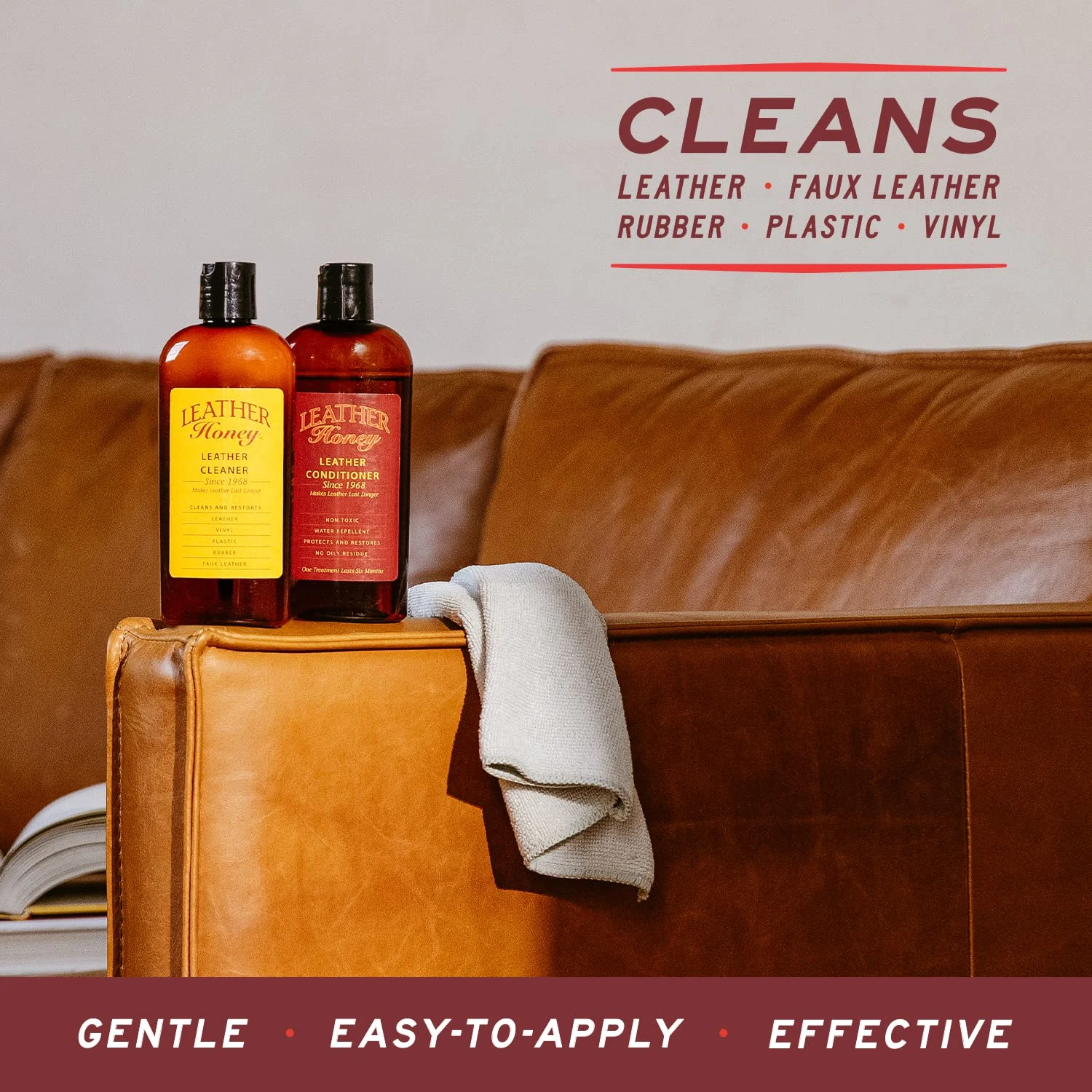 Leather Honey Complete Leather Care Kit Including 8 oz Cleaner and 8 oz Conditioner for use on Leather Apparel, Furniture, Au product photo, view 7 of 7
