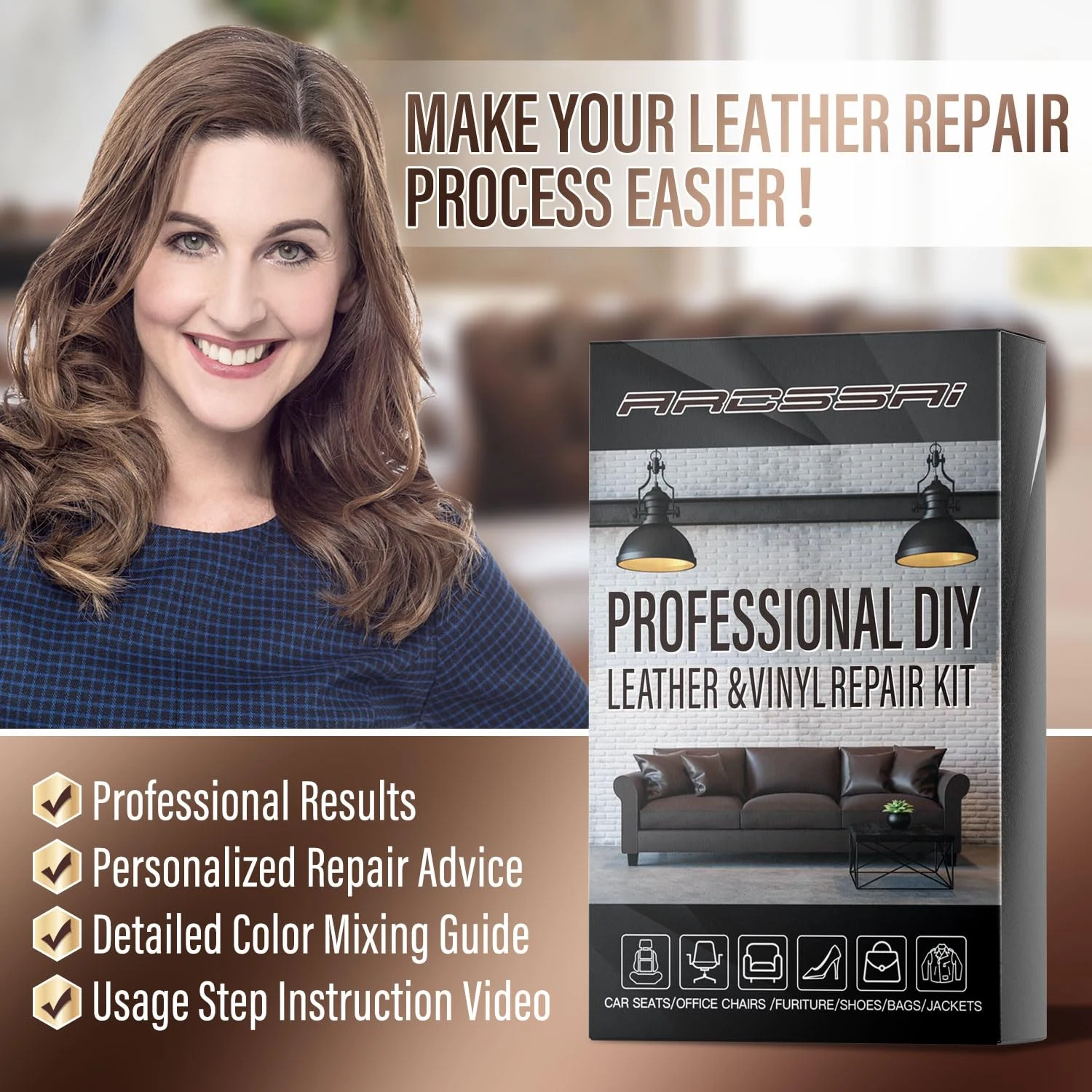 Leather & Vinyl Repair Kit for Furniture, Car Seats & Couches, 10 Colors product photo, view 7 of 7