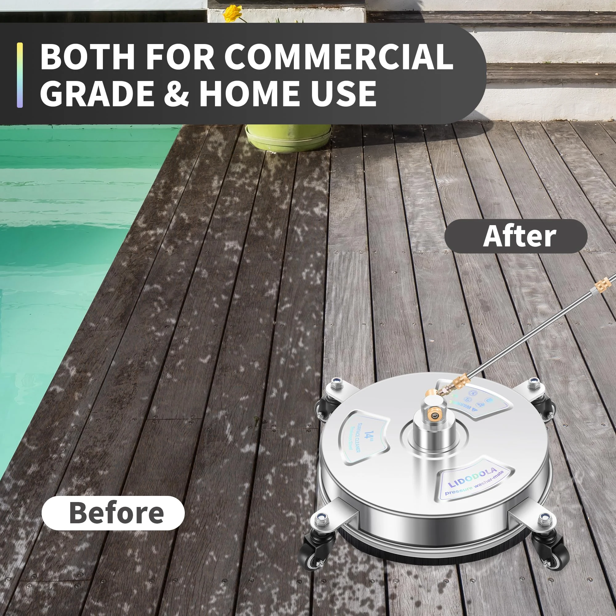 LidoDola 14'' Pressure Washer Surface Cleaner, Power Washer Accessory product photo, view 7 of 7