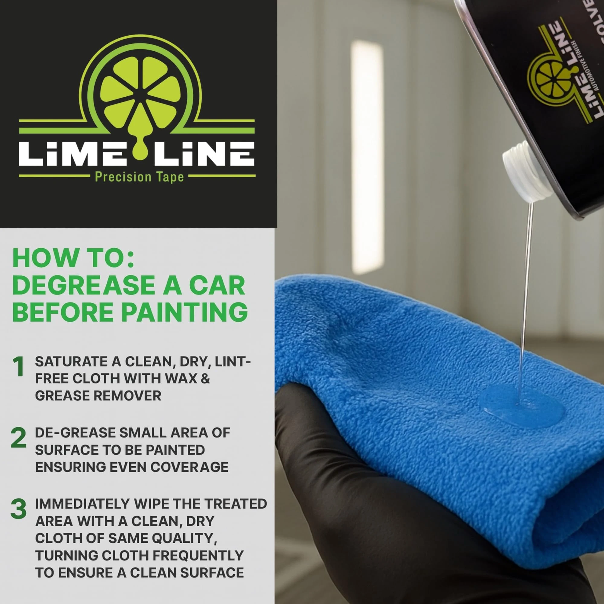 LiME LiNE Wax and Grease Remover – Multi-Surface Paint Prep Cleaner for Auto Body, Metal, Plastic, Fiberglass – Fast-Drying S product photo, view 6 of 7