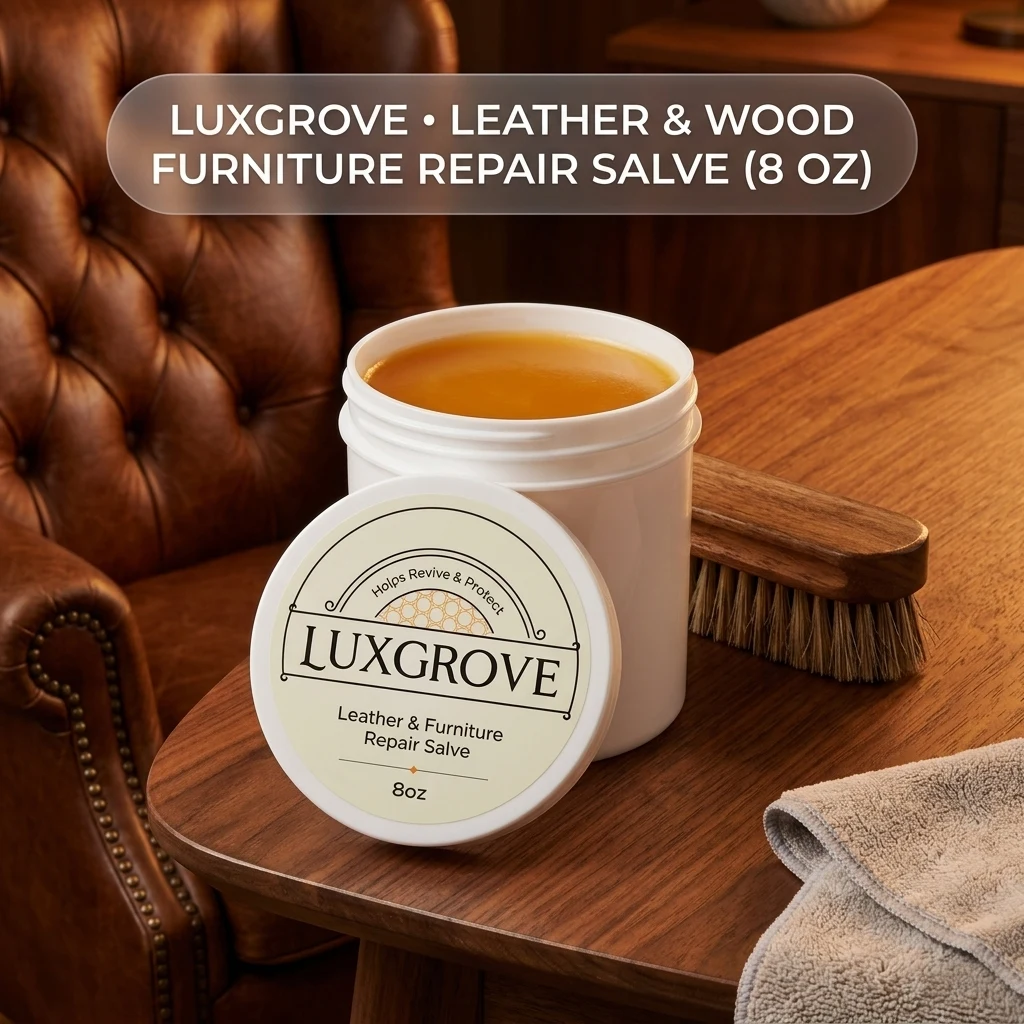 LUXGROVE® Wood & Leather Furniture Repair Salve, Conditioning Balm for Couches, Car Seats, Tables, Cabinets, Doors, Shoes, Pu product photo, view 1 of 7