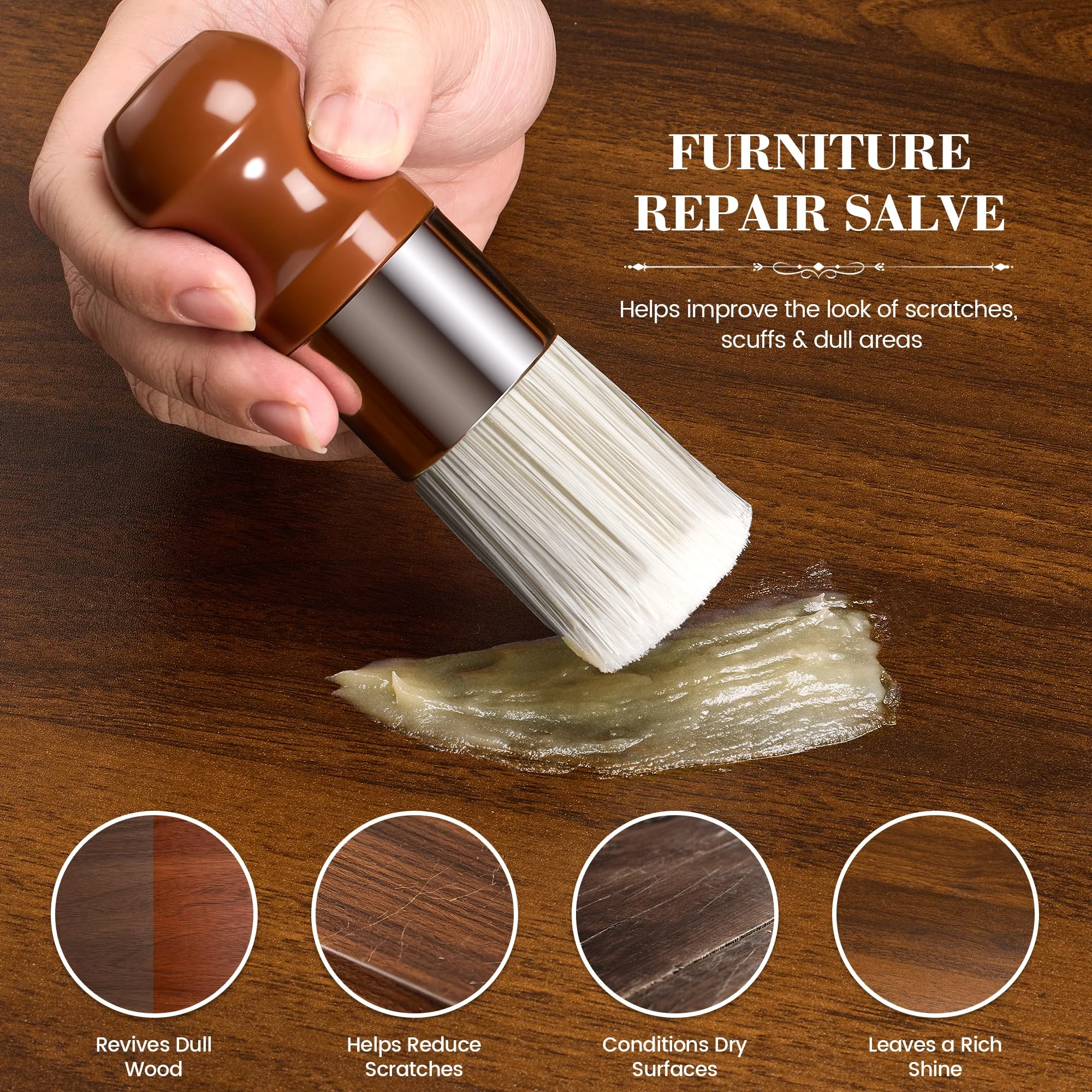 LUXGROVE® Wood & Leather Furniture Repair Salve, Conditioning Balm for Couches, Car Seats, Tables, Cabinets, Doors, Shoes, Pu product photo, view 5 of 7