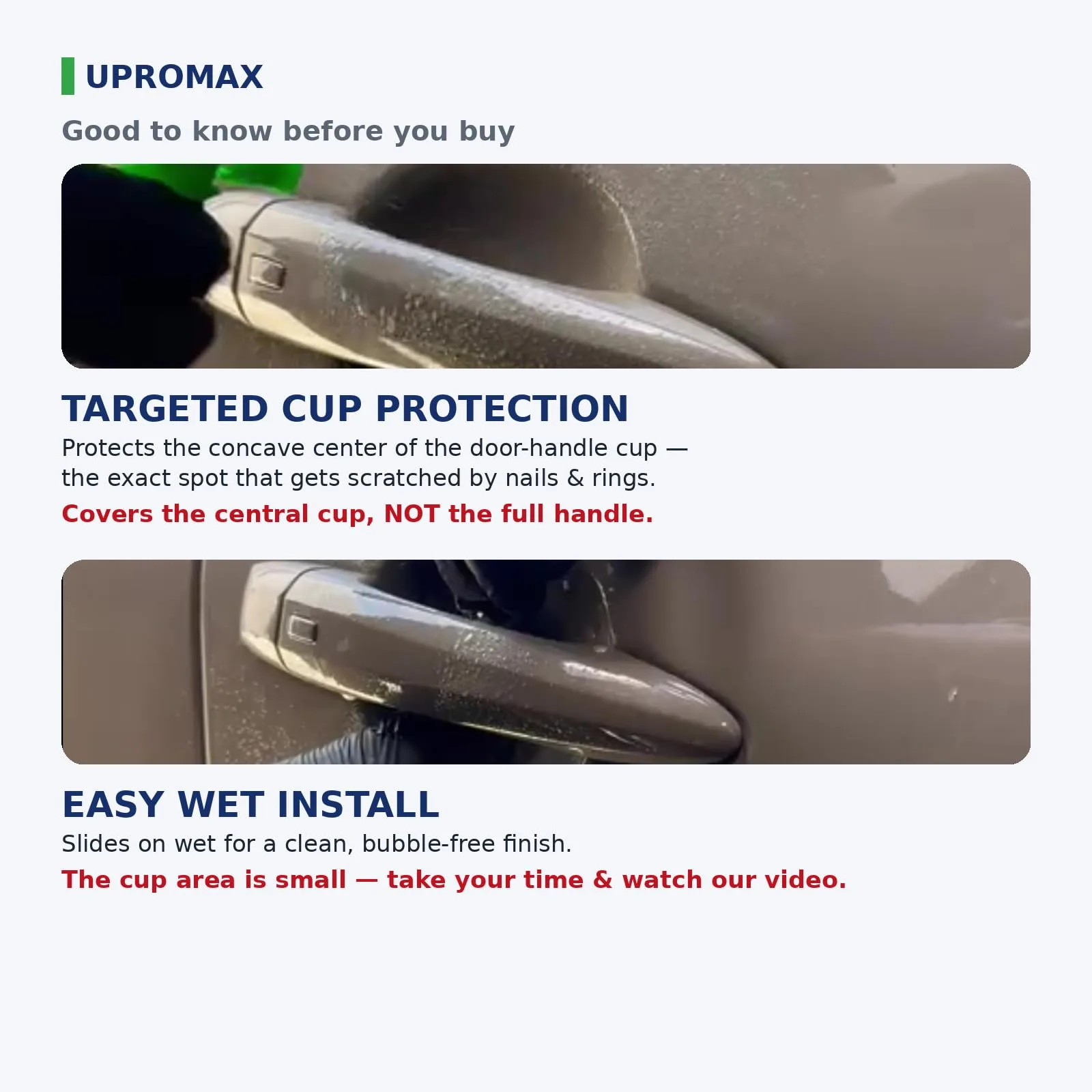 [Made with 3M] Car Door Handle Cup Protector 5-Pack Clear Self-Healing | Invisible anti-scratch PPF guard; stops fingernail, product photo, view 15 of 15