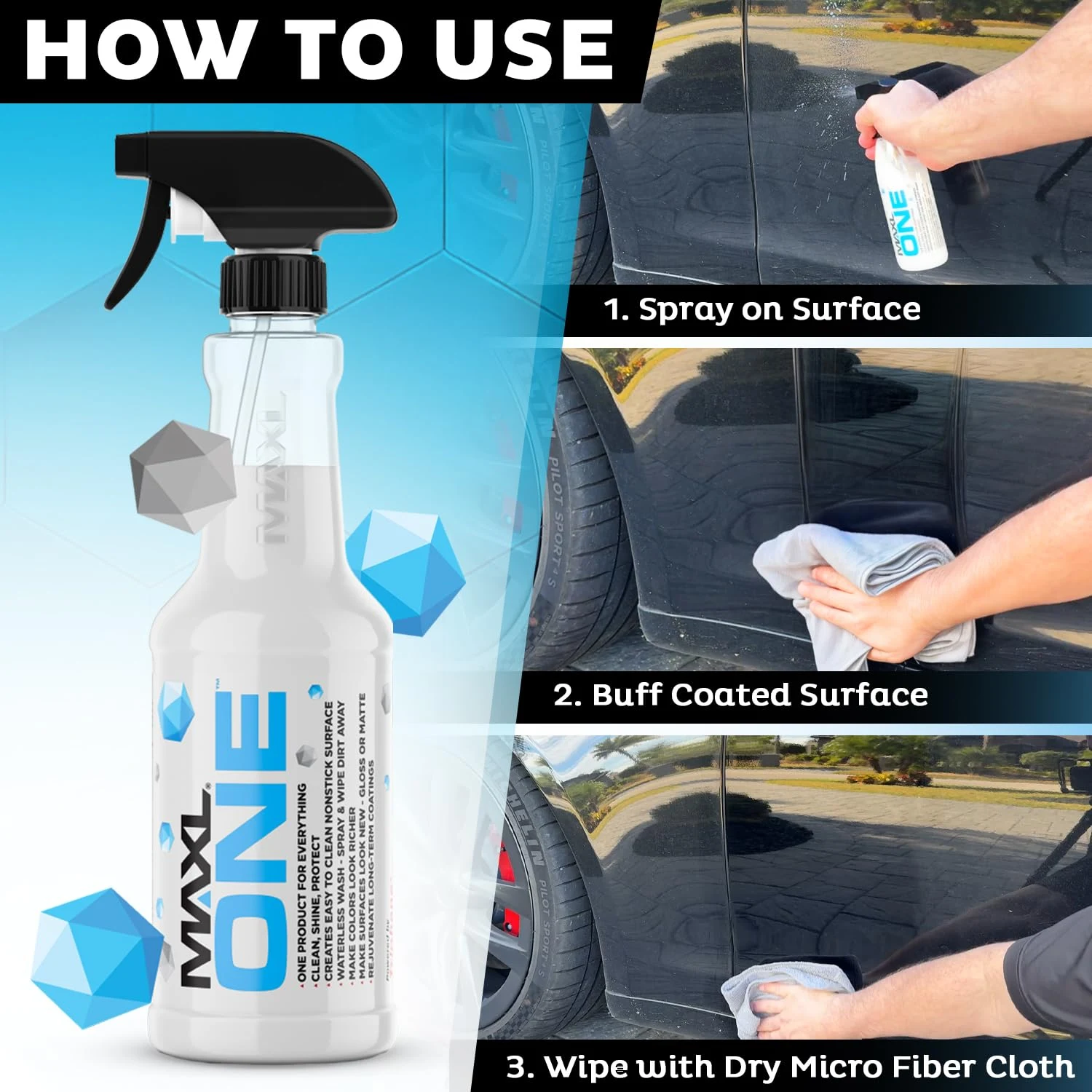 MAXL MAXLONE™ Car Spray with Triphene® All Purpose Waterless Detailer 2 Kit product photo, view 2 of 6