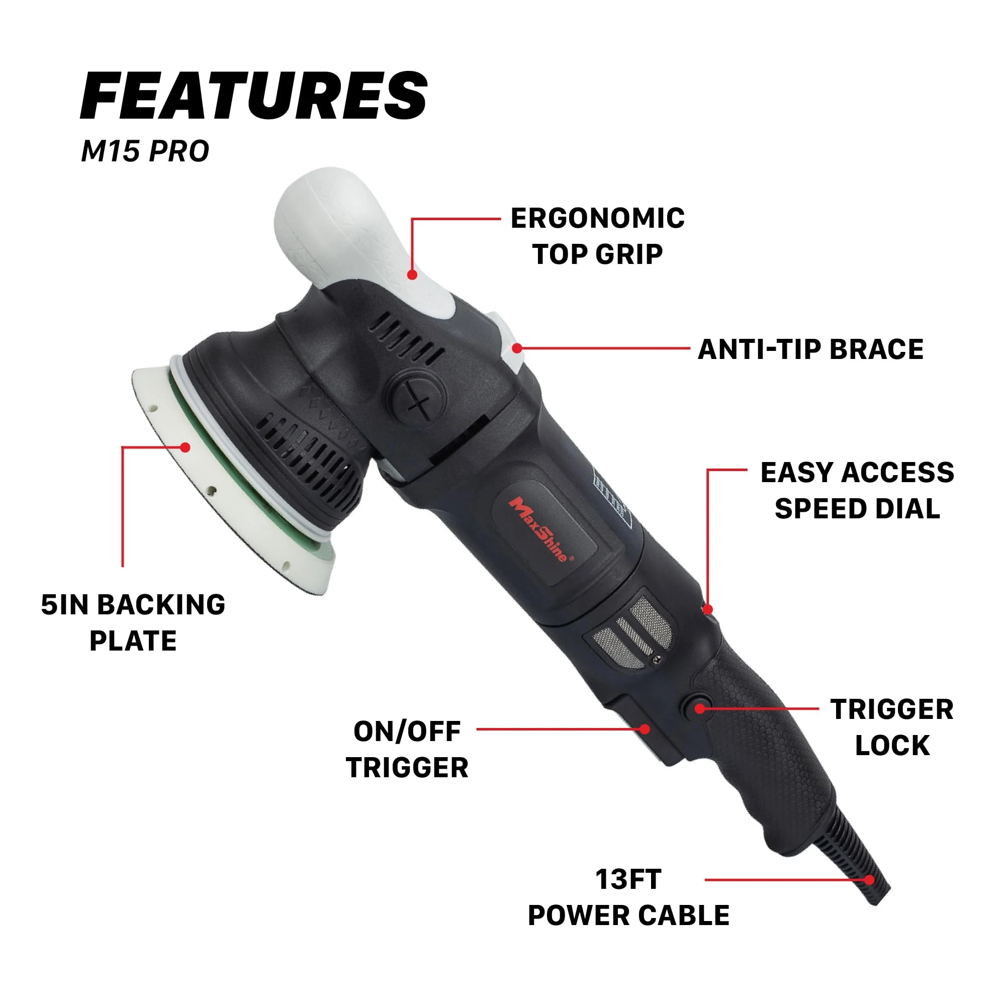 Maxshine M15 Pro Dual Action Polisher product photo, view 3 of 7
