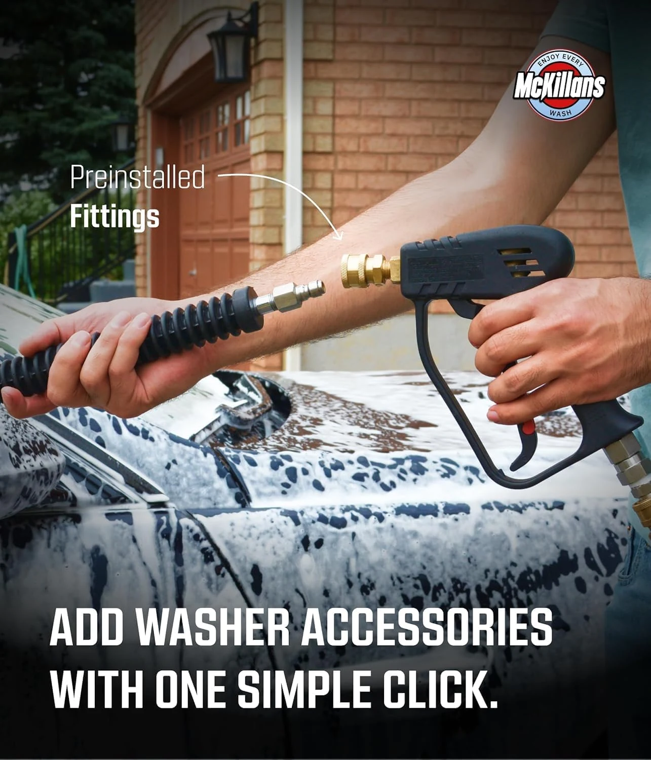 McKillans® Short Pressure Washer Gun with Swivel - High Pressure Water Handle with 3/8" Male Plug and 1/4” Quick Connector Co product photo, view 5 of 7