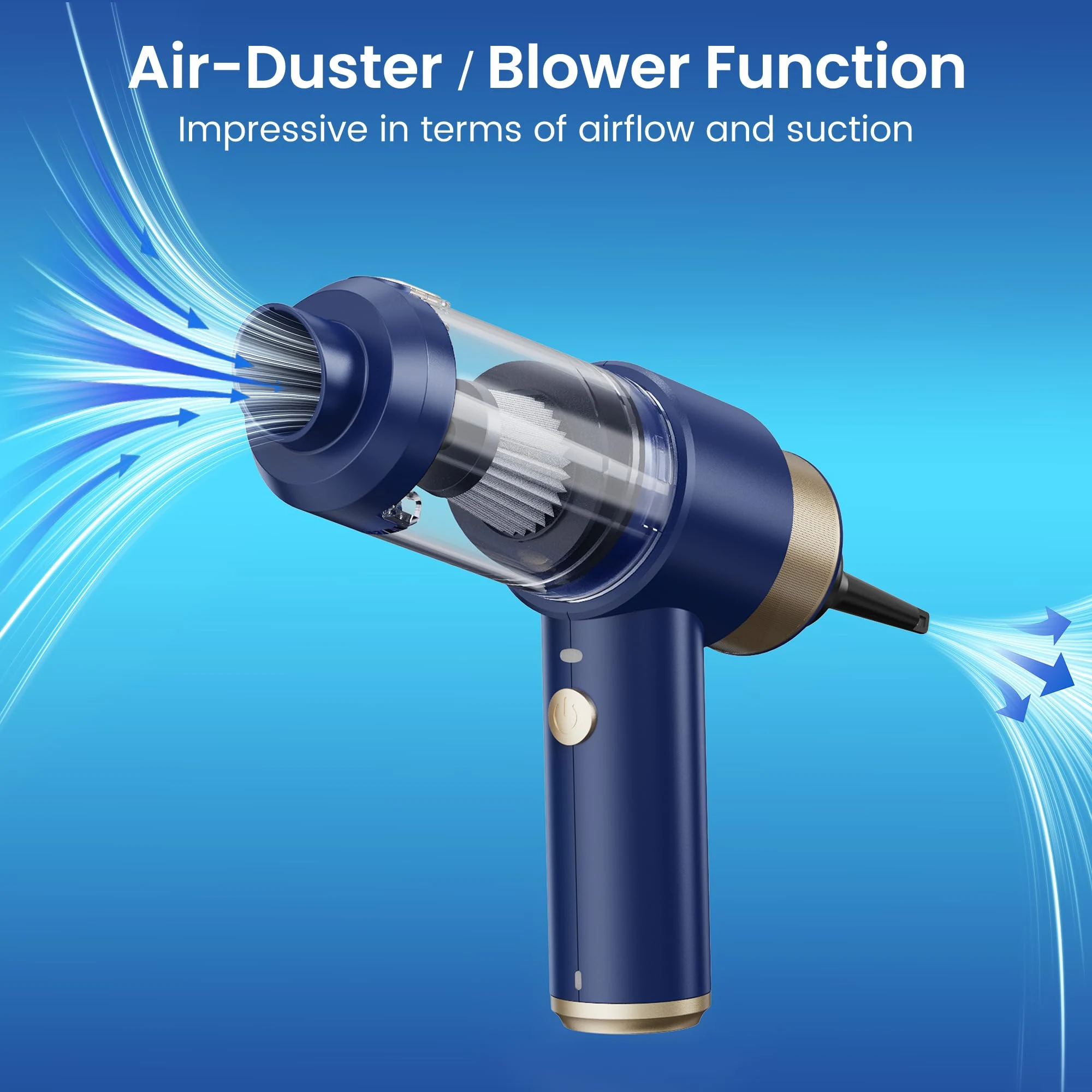 Mecanto Car Vacuum Handheld Vacuum Cleaner, 15000PA Suction, Mini Vacuums with Air Duster and Blower, Portable Hand Held Vacu product photo, view 5 of 7