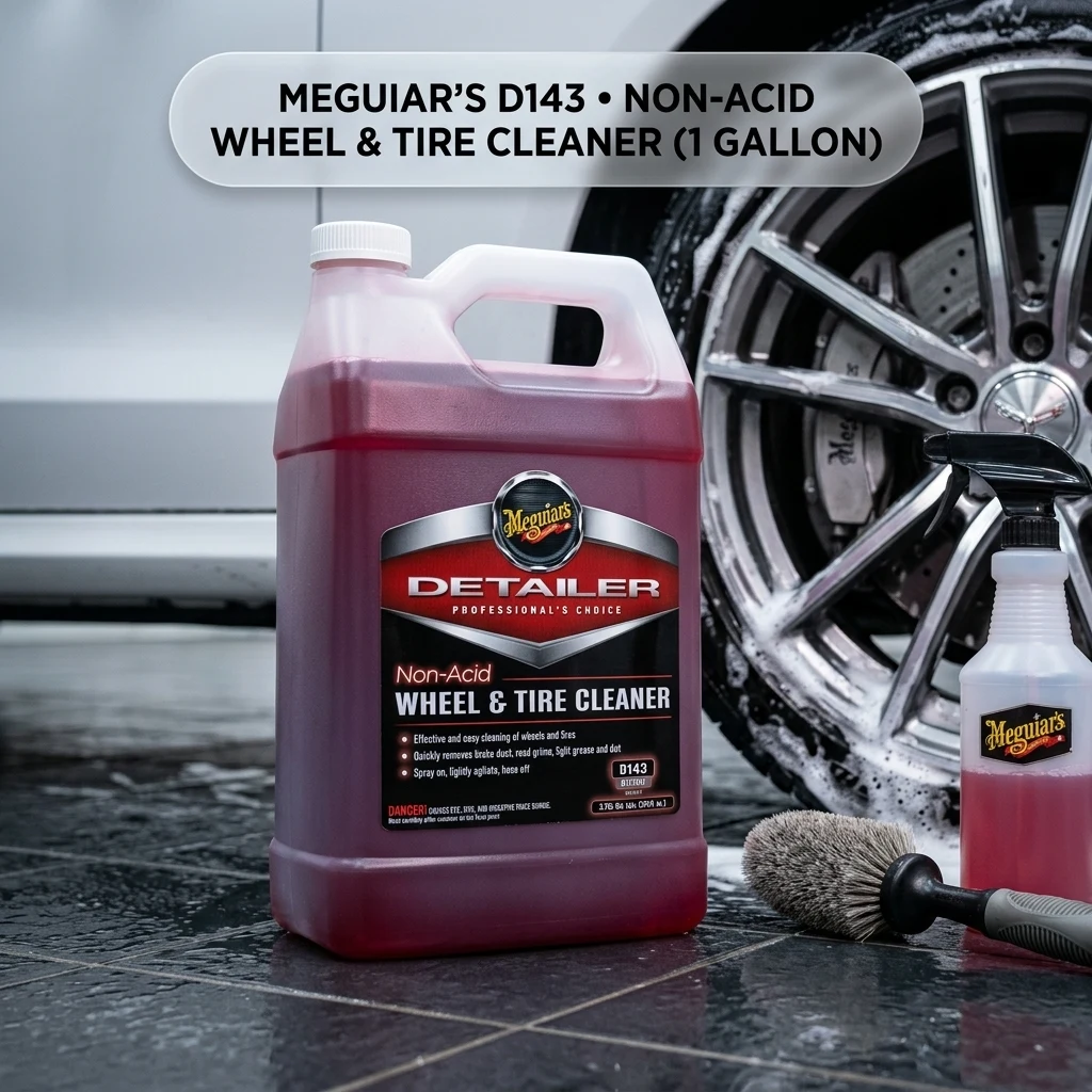 Meguiar's D14301 Non Acid Tire and Wheel Cleaner, Pre-Diluted, No Mixing Required Car Wheel Cleaner - 1 Gallon Wheel Cleaner product photo, view 1 of 4