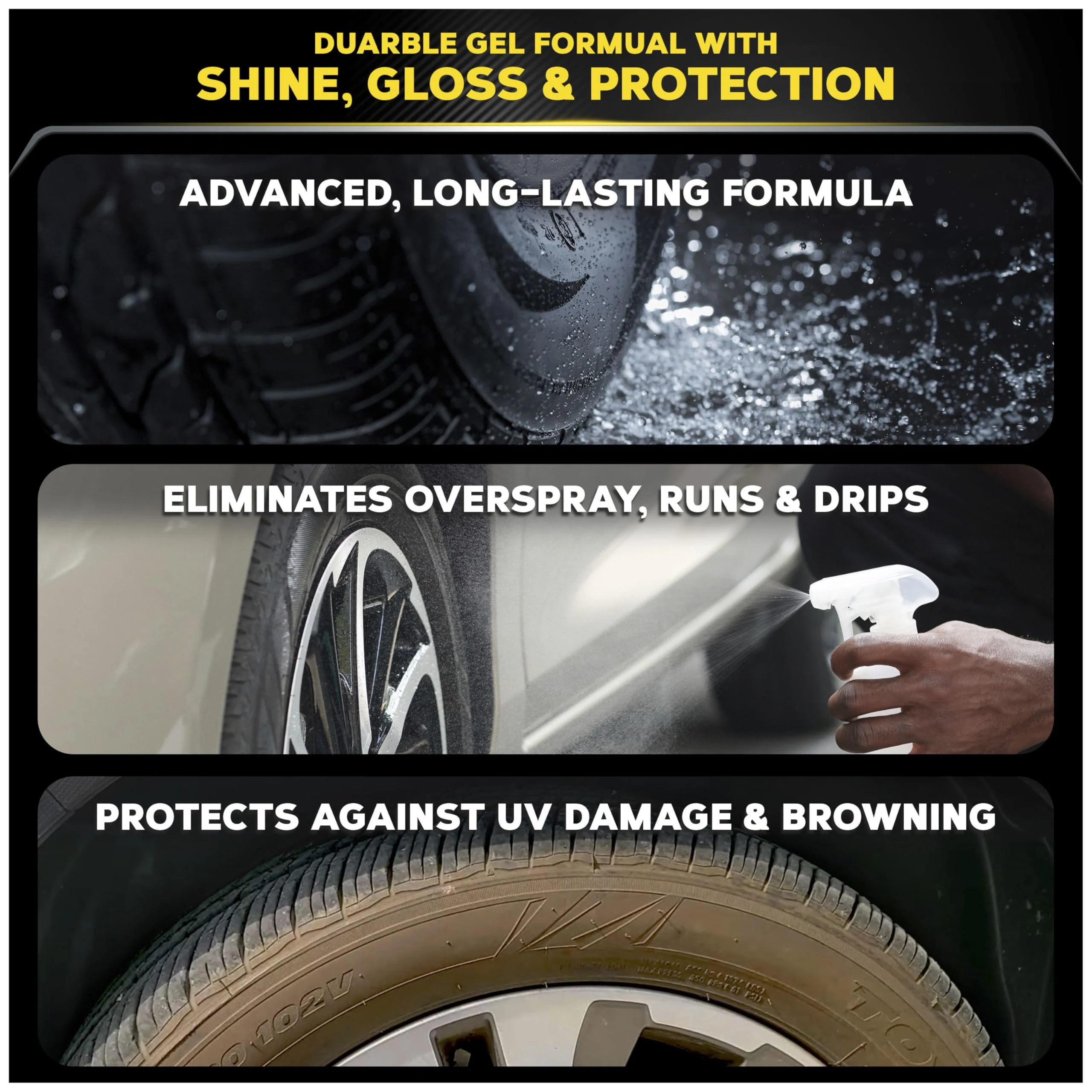 Meguiar’s Endurance Tire Gel - Tire Shine Gel, Premium Car Tire Shine For A Lasting Glossy Finish product photo, view 4 of 7